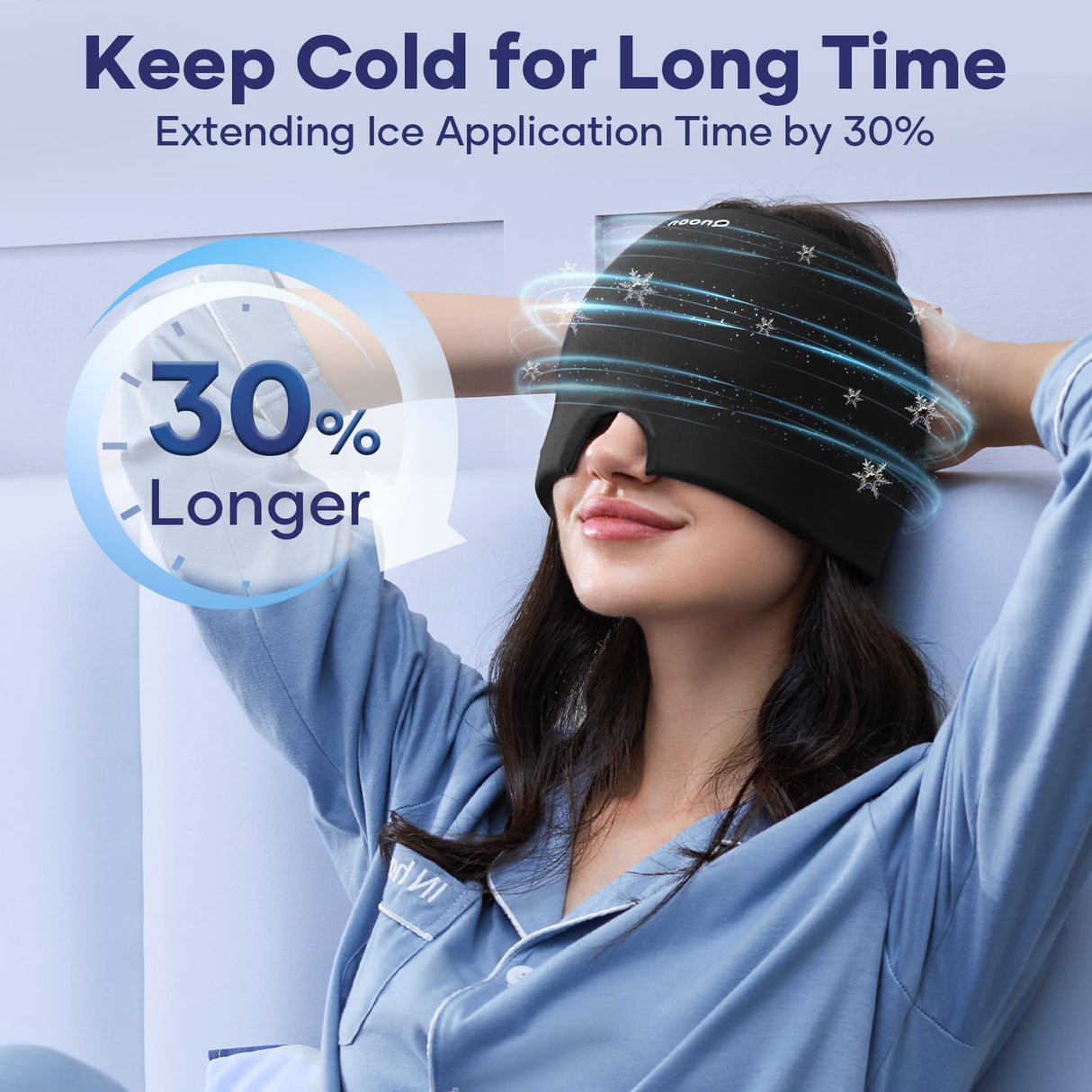Qnoon Migraine Relief Cap, Migraine Headache Relief Cap Hat Mask Products, Cooling Gel Hat Head Wrap for Migraine, Tension, Stress & Puffy Eyes,Natural Therapy for Instant Headache Relief