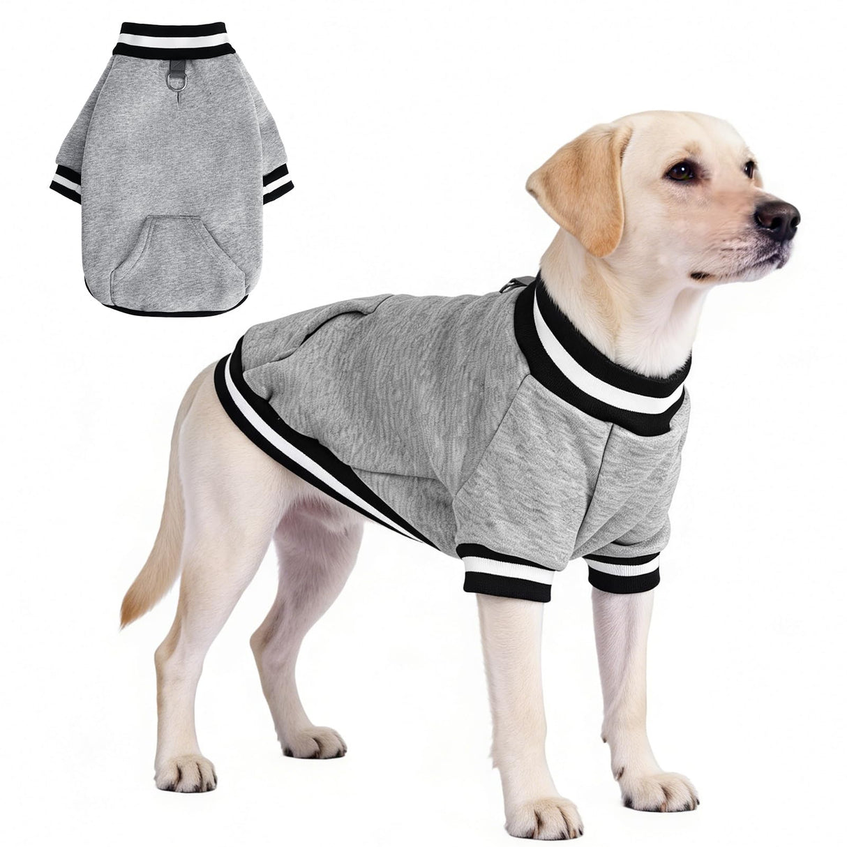 BINGPET Large Dog Sweater Pullover Fleece Vest with Leash Hole & D-Ring,Cotton Dog Hoodie for Small Medium Large Dogs Puppy Boys Girls,Thick Soft Fleece Winter Dog Clothes Cold Weather Sweatshirt Coat