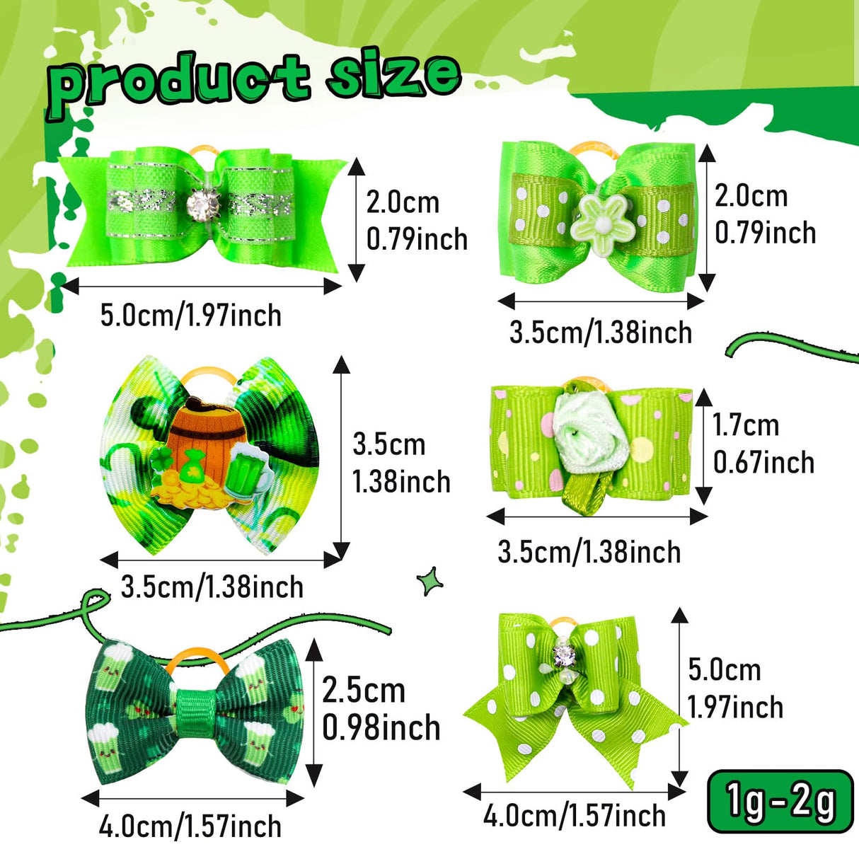 Mruq pet 80pcs St.Patrick's Day Dog Bows, Holiday Pet Dog Hair Grooming Bows with Rubber Bands, St.Patrick's Day Green Lucky Clover Element Dog Hair Bows for Dog Puppy Yorkie Hair Accessories