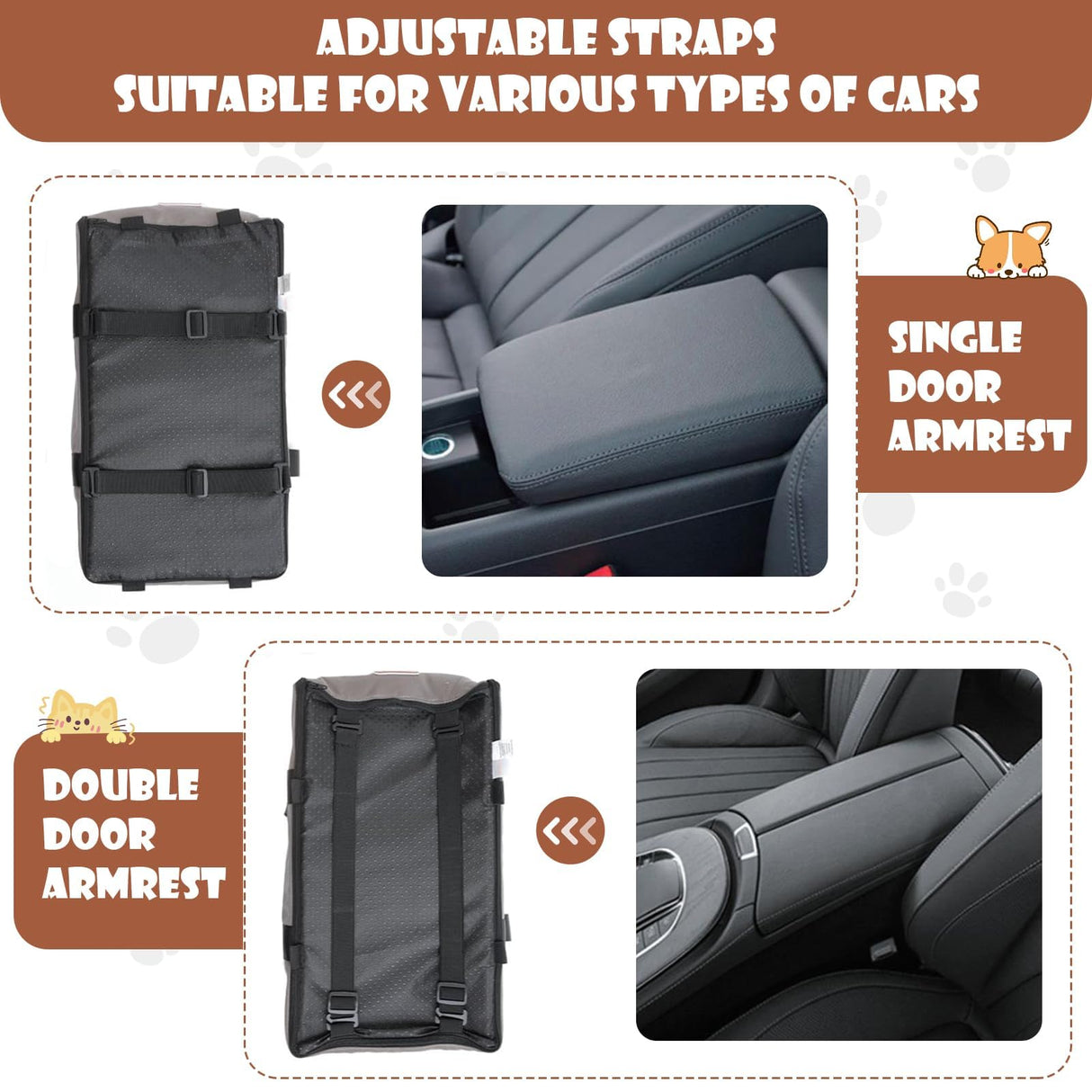 Dog Car Seat for Small Dogs Cats, Pet Travel Car Seat, Middle Console Dog Booster Box, Detachable Washable Center Console Pet Siting Armrest Booster for Puppy Cats Pets Up to 13.5lbs