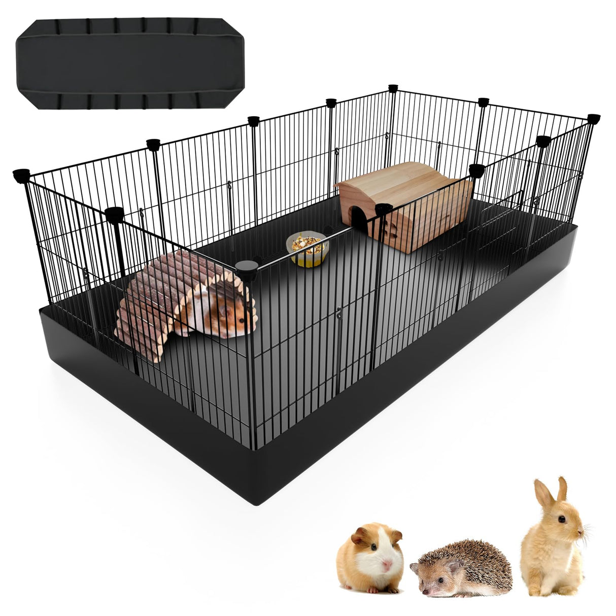 PAWING 12 Panels Small Animal Playpen with Waterproof Mat - Durable Metal Wire Yard Fence for Guinea Pigs, Kittens, Puppies, Hamsters, and Hedgehogs - Indoor & Outdoor Pet Cage