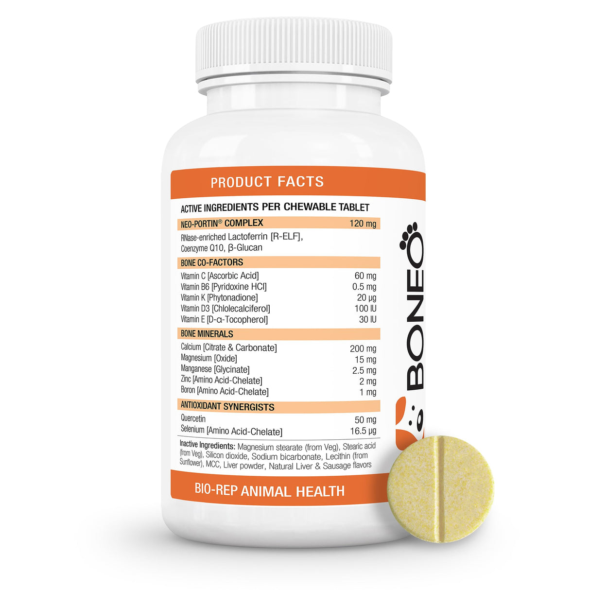 Boneo Canine Maintenance Formula- Lactoferrin-Based Bone and Joint Supplement for Dogs- 90 Ct Chewable Tablets, Liver and Sausage Flavor