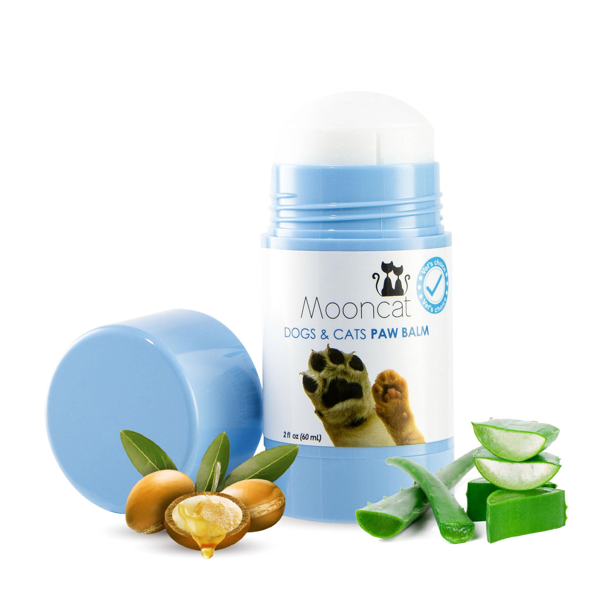 Mooncat Cat Paw Balm β Cat-Specific Paw & Nose Moisturizer for Dry Cracked Pads, Fast Absorbing Lick Safe Natural Botanical Care, Non Greasy Fragrance Free Protection & Repair - 2oz (60ml)