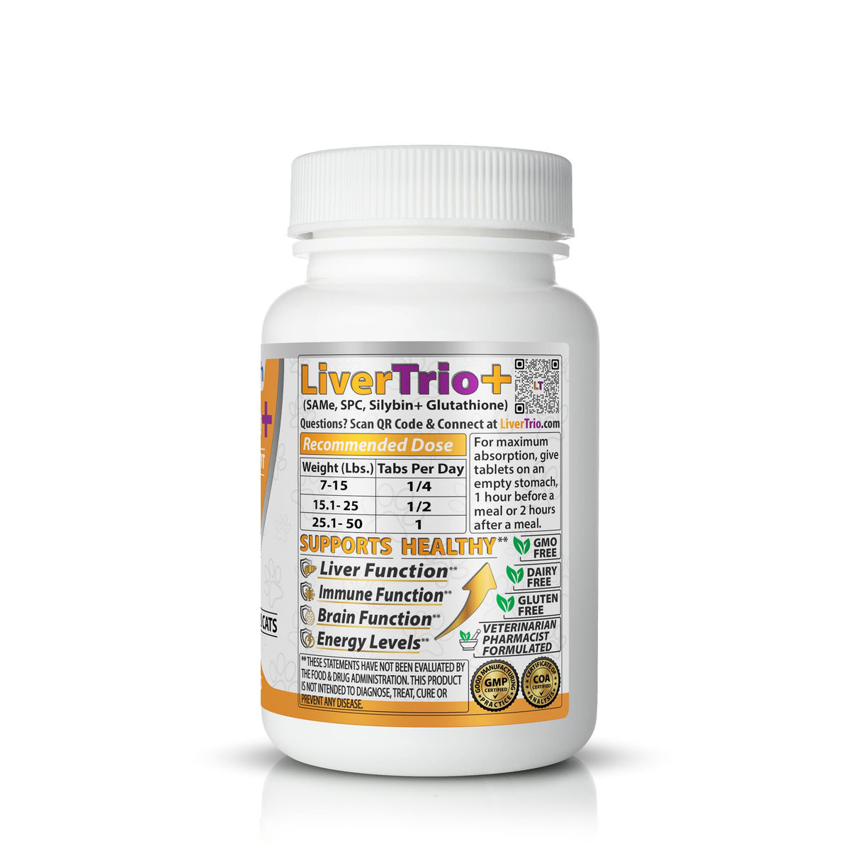 LiverTrio+ Comprehensive Liver Support Supplement for Smaller Dogs. Flavorful Chewable Tablets Combining Same, SPC, Silybin A+B, + Glutathione 30Ct (Small - Medium)