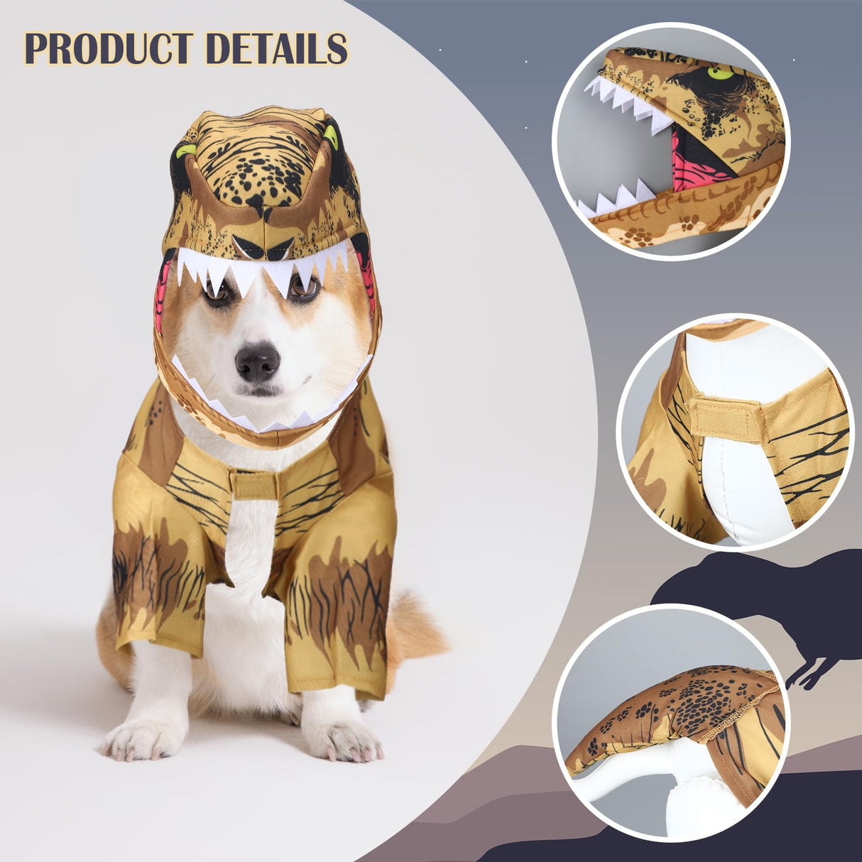 Huhumy T. Rex Dog Costume Dinosaur Dog Costume Halloween Dino Pet Clothes for Pet Cat Halloween Party Cosplay Events Photo Props, Medium