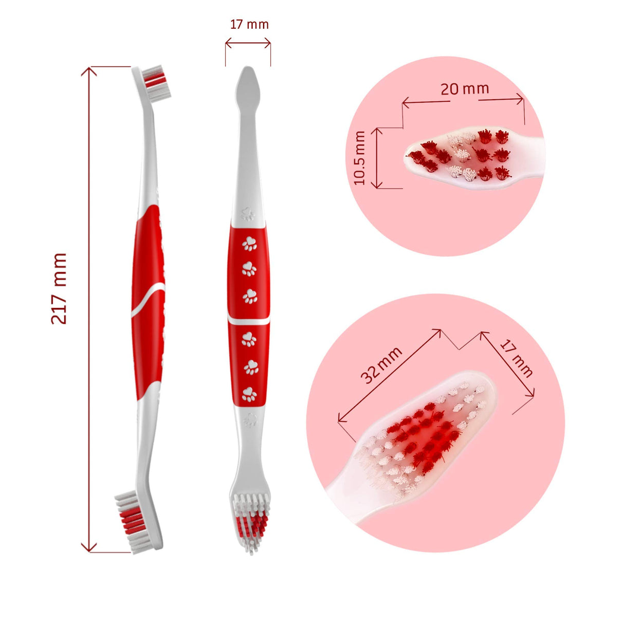 Pet Toothbrush for Dogs, Cats with Soft Bristles - Easy Teeth Cleaning & Dental Care, Non Slip Dual Head Dog Toothbrush for Medium & Large Pets, Toothpaste Not Included, Pack of 4