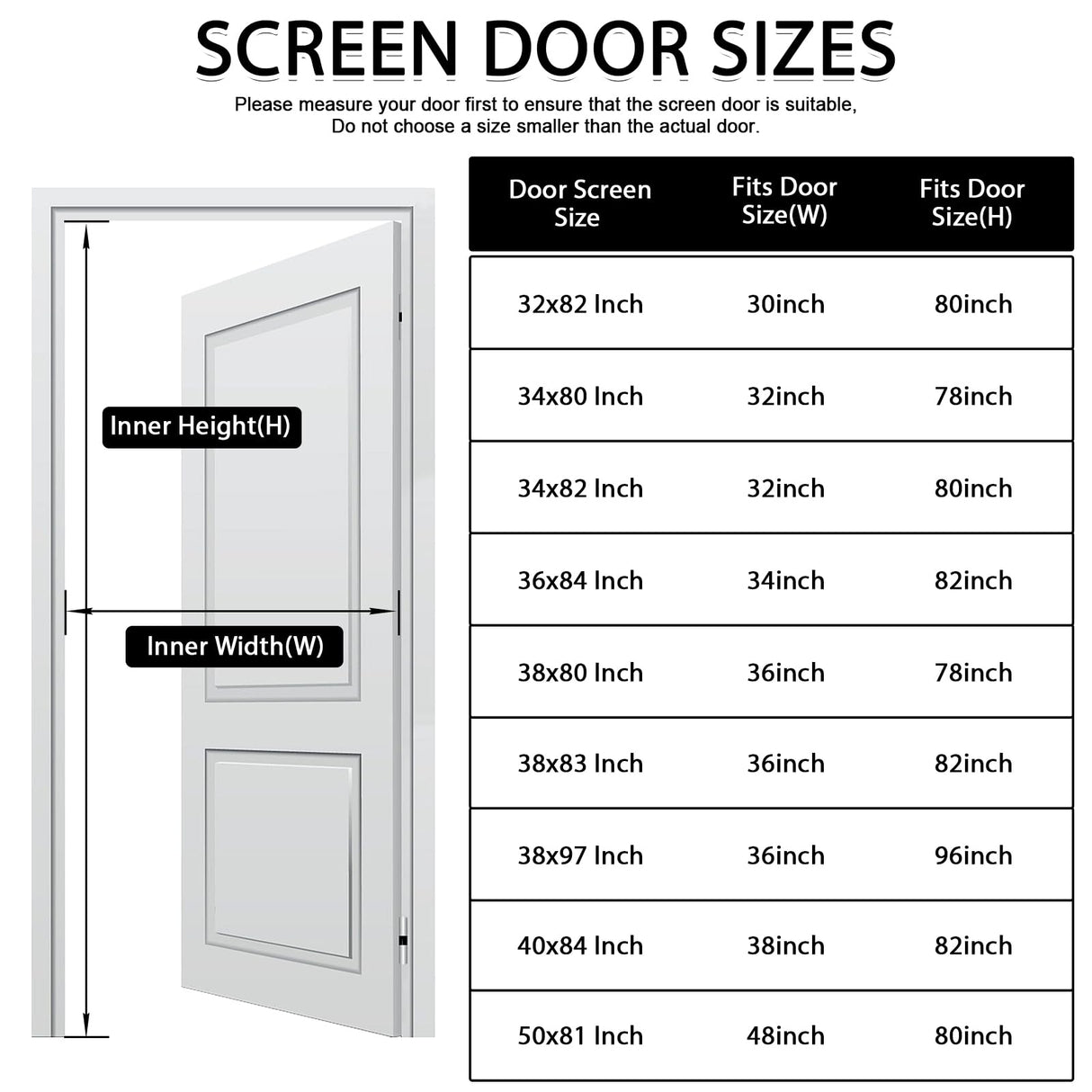 YRH Magnetic Screen Door with Stay Open Buckles - Door Curtains Heavy Duty Self-Sealing Mesh,Powerful Magnets (Fit for Door Size:36x82 Inch,Screen Itself Size:38x83 Inch, Black)
