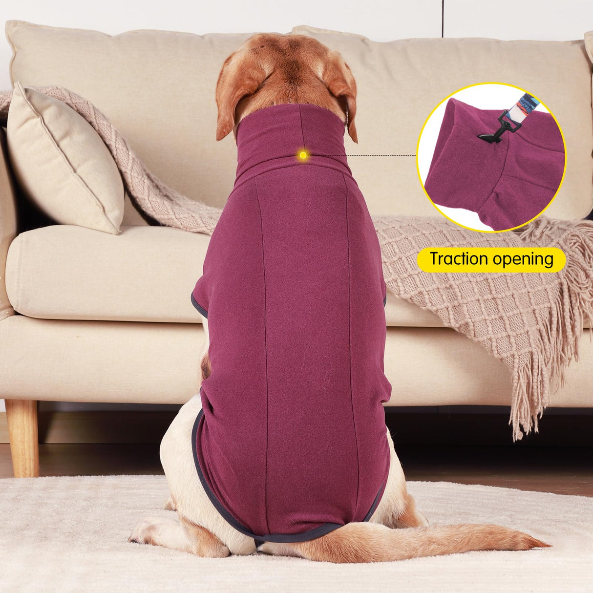 Dog Sweater Pullover Cold Weather Vest for Dogs Dog Sweatshirt & Jacket for Indoor and Outdoor Use (Large, Wine red)