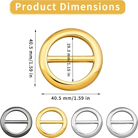 4 Pack Scarf Ring Clips for Women, Metal Round Circle Buckle for Silk Scarves & T-Shirt Ties, Fashion Accessories Clothing Corner Knot Holder, Shawl Wrap Clasp (2 Silver, 1 Gold, 1 Black)