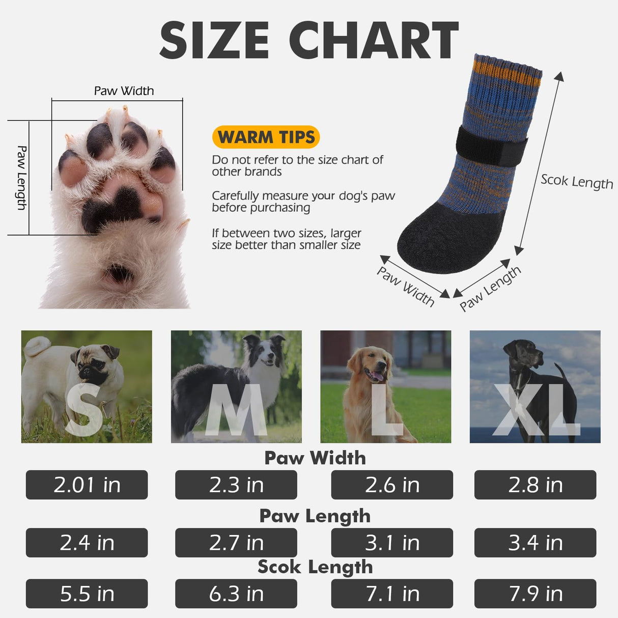 Mihachi Anti Slip Dog Socks, Dog Boots for Hardwood Floors Prevent Licking, Traction Control Waterproof Rubber Sole Paw Protectors for Small Medium Large Dogs, Blue Medium