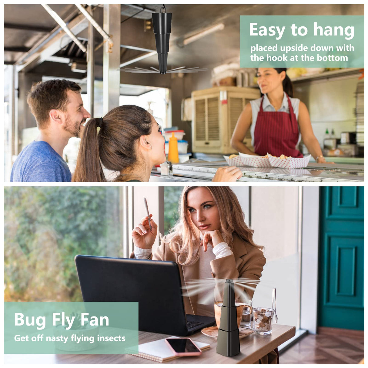 AMIAEDU Fly Fans for Tables, Fly Repellent Fan for Indoor/Outdoor, Food Fans to Keep Flies Away for Party, BBQ, Home, Picnics, Travel, Portable and Easy Use 6 Pack (Black)