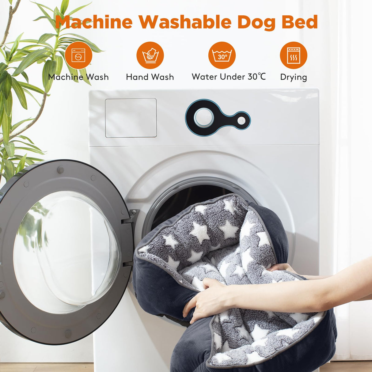 GASUR Dog Beds Small Plus Size, Small Dog Bed Washable, Orthopedic Pet Sofa Bed, Pet Cuddler Anti-Slip Bottom, Soft Calming Sleeping Warming Puppy Bed (S Plus (25"x 21"x 8"), Black)