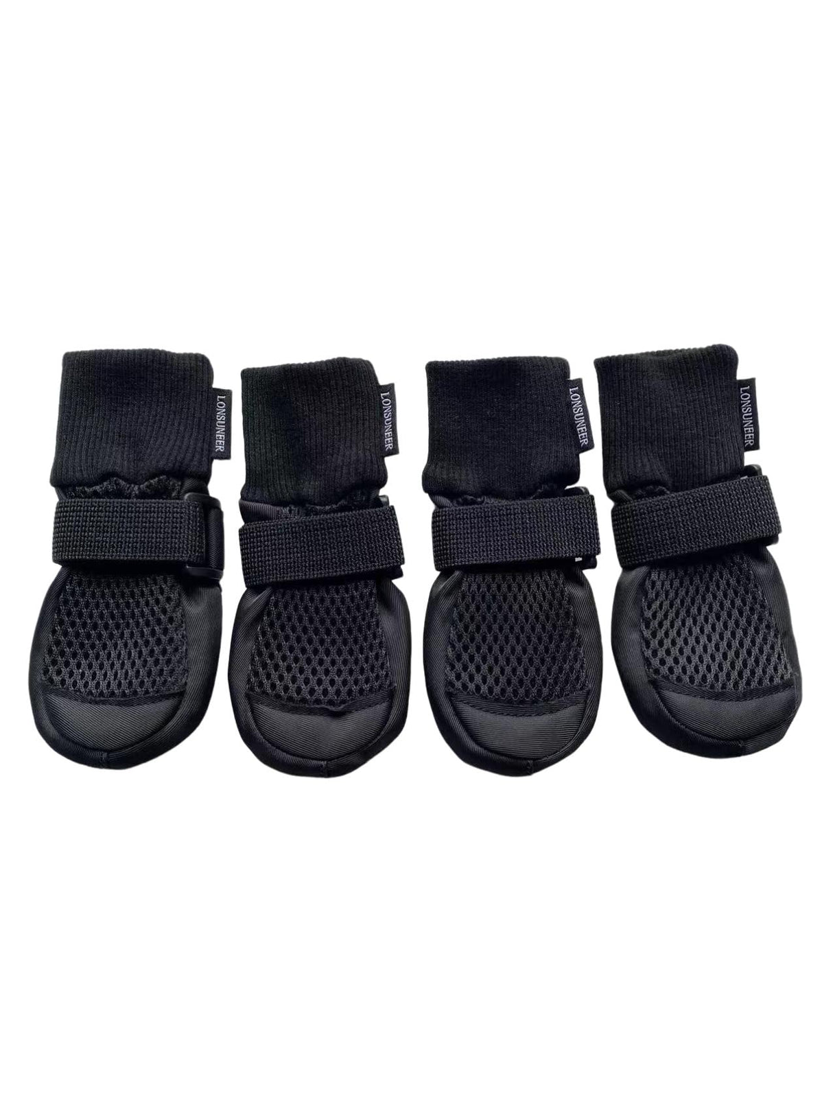 LONSUNEER Paw Protector Dog Boots, Dog Shoes Breathable, Dog Booties with Soft and Nonslip Soles, Set of 4, Color Black Size X-Small