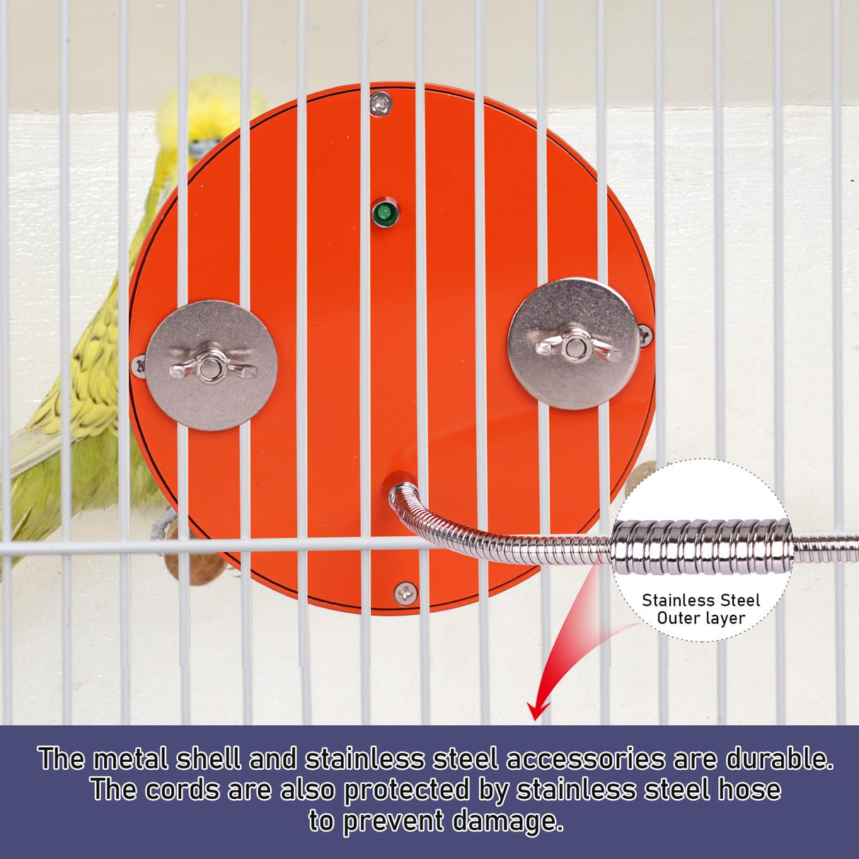 KHEARPSL Bird Heater for Cage, Bird Warmer with Mirror Birdcage Heater 12V Bird Heater Pad Bird Heating Plate for Conure Cockatiels Parrots Cocktail African Grays