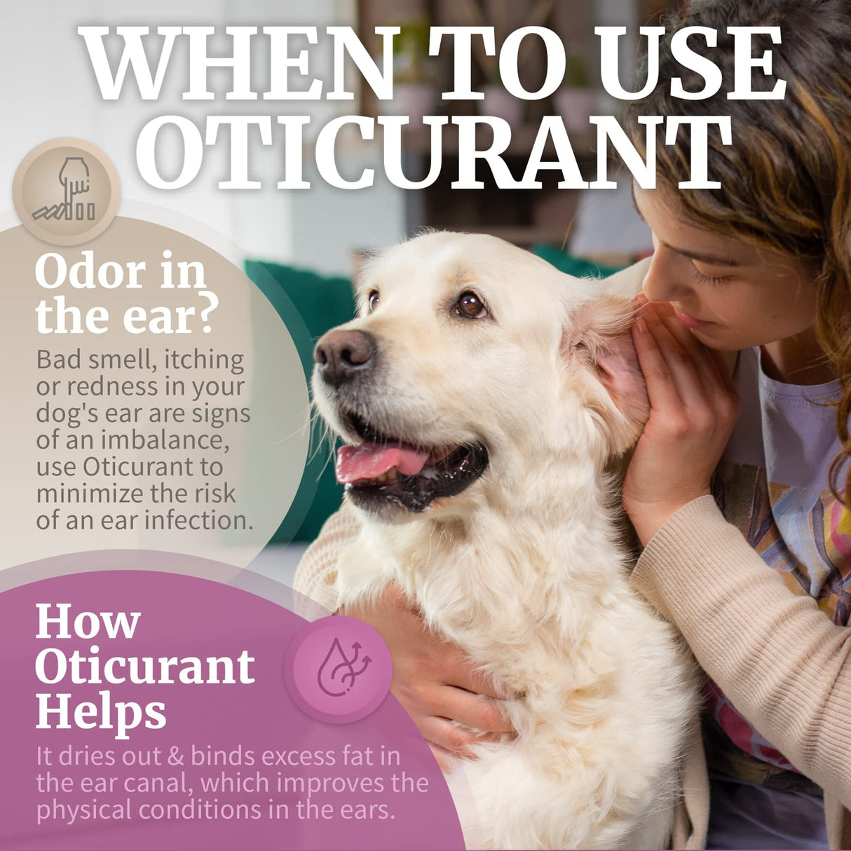 OTICURANT Pet Ear Powder for Dogs | No More Itching, Scratching or Bad Smell | Reduces Waxy Build Up | No Cleaning Solution Drops or Wash Needed | 26 Easy-Dose Packets