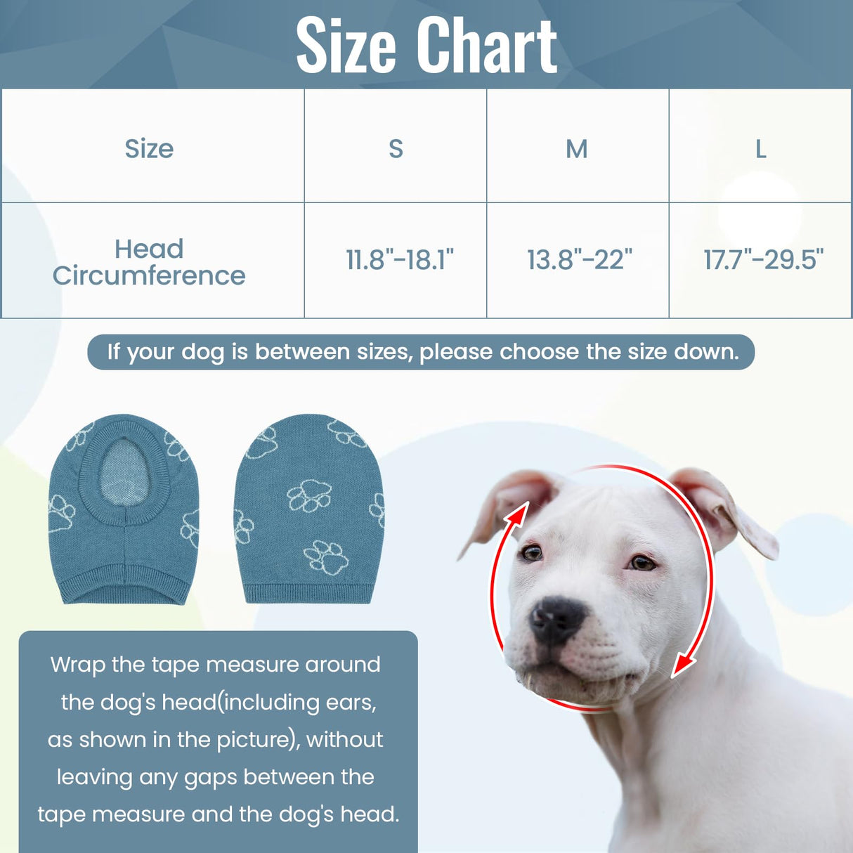 Nanaki Dog Hats Calming Hoodie-Dog Ear Covers Head Cover Protector Hematomas Wraps, No Shake Ear Wrap Muffs Noise Protection, Anxiety Relief, Fireworks, Grooming, Thunderstorm, Bath, Vet Visit