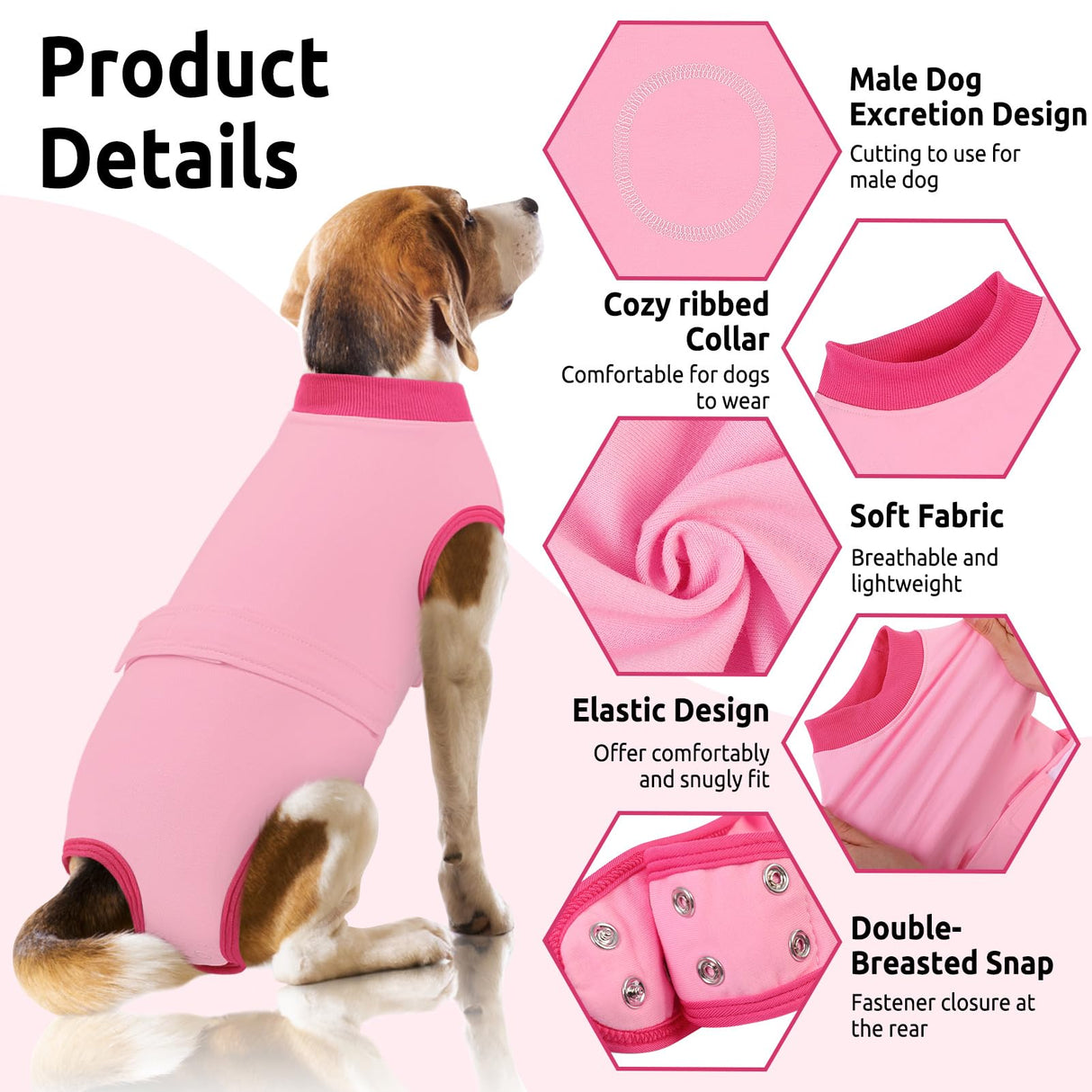 Queenmore Recovery Suit for Dogs Cats After Surgery, Cat Surgical Recovery Suit Onesie,Professional Pet Recovery Shirt, Prevent Licking Dog Body Suits, Surgical Clothes for Abdominal Wounds, Pink,2XL