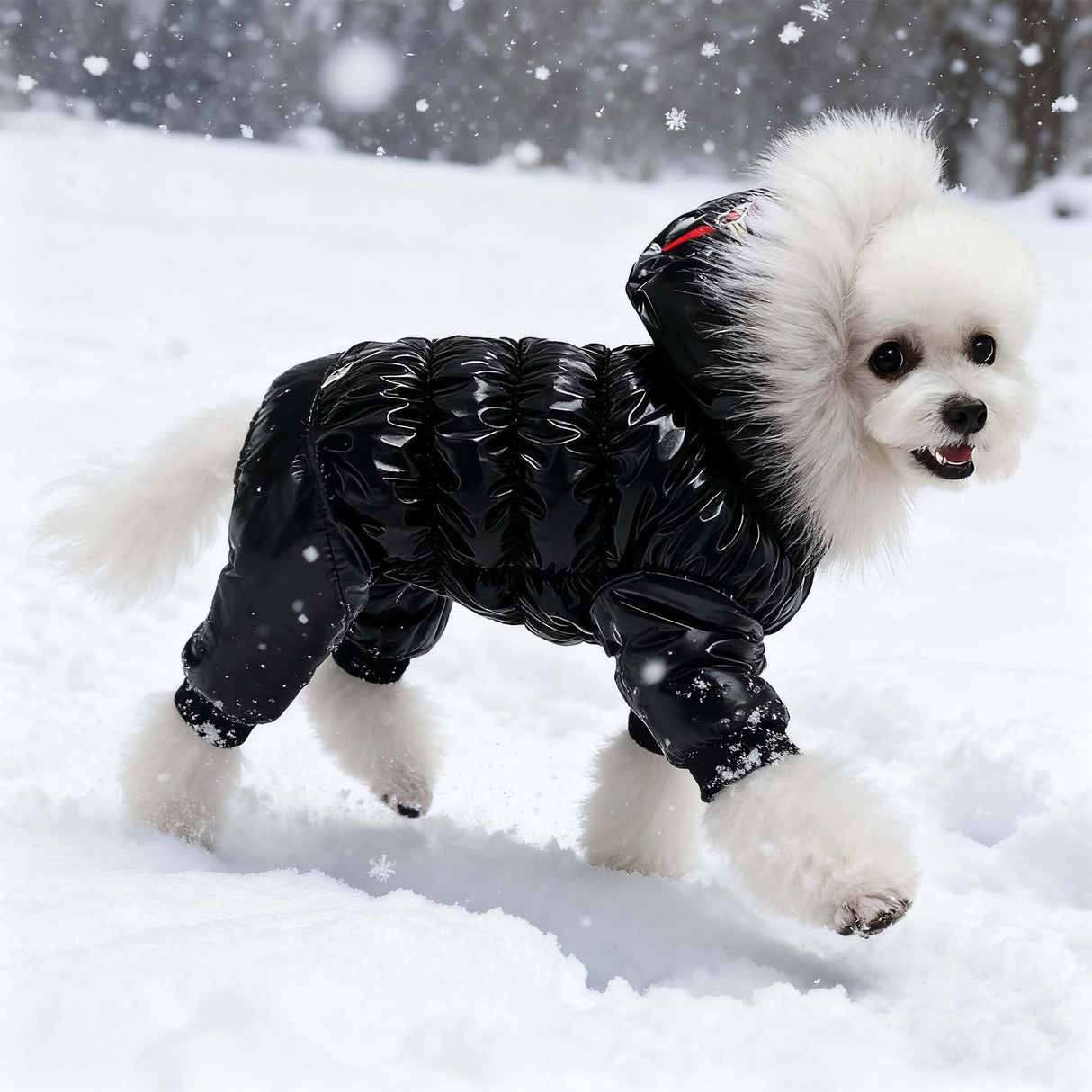 MUYAOPET Waterproof Pet Clothes for Dog Winter Warm Jacket Coat Dog Hooded Jumpsuit Snowsuit(XXL, Black)