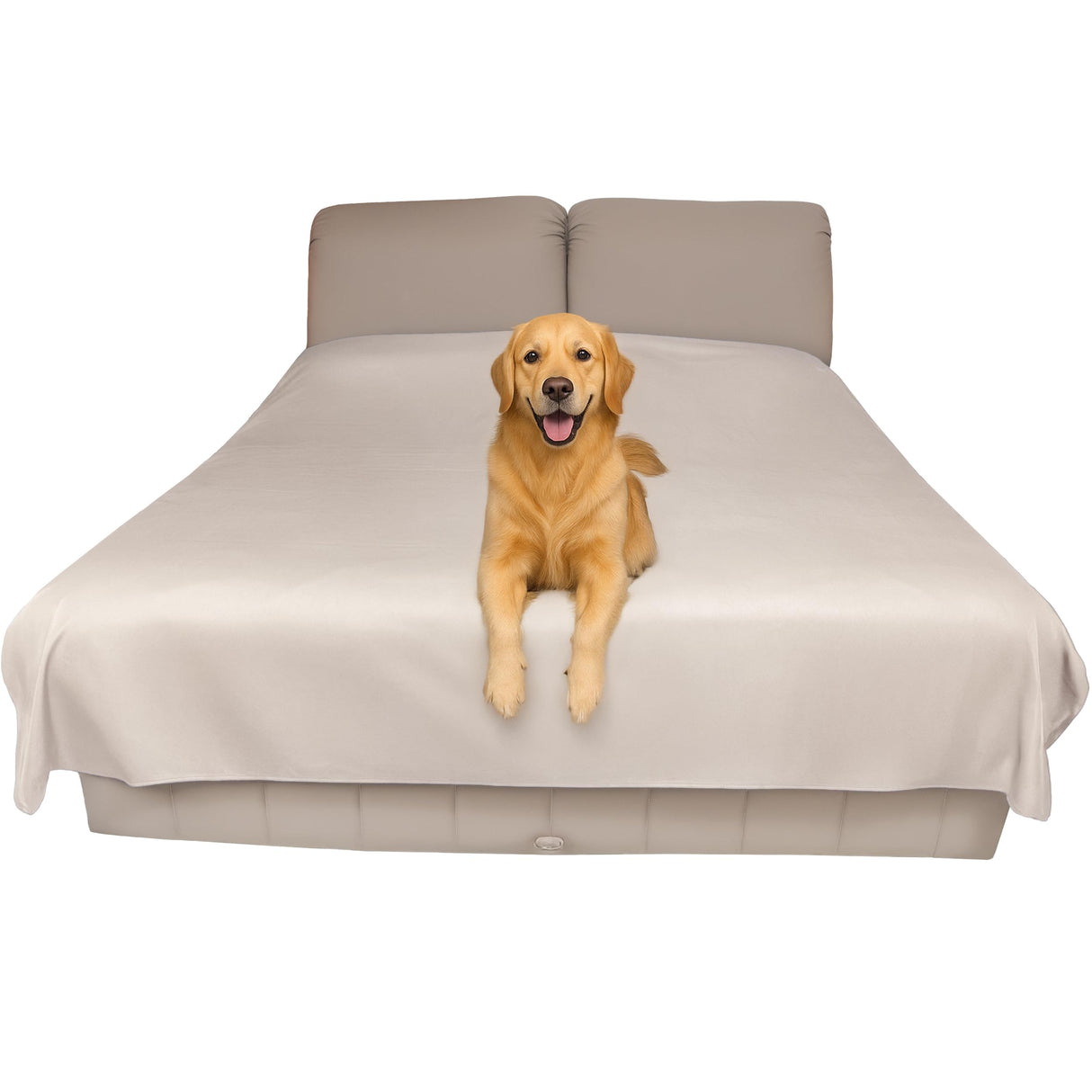 SILLY LEGACY Thin Reversible Waterproof Protective Cover or Liner for Bed or Couch, for Dogs and Cats, Babies; Incontinence, Dirt, Drool (King Size, 100 x 96 inch) (Beige)