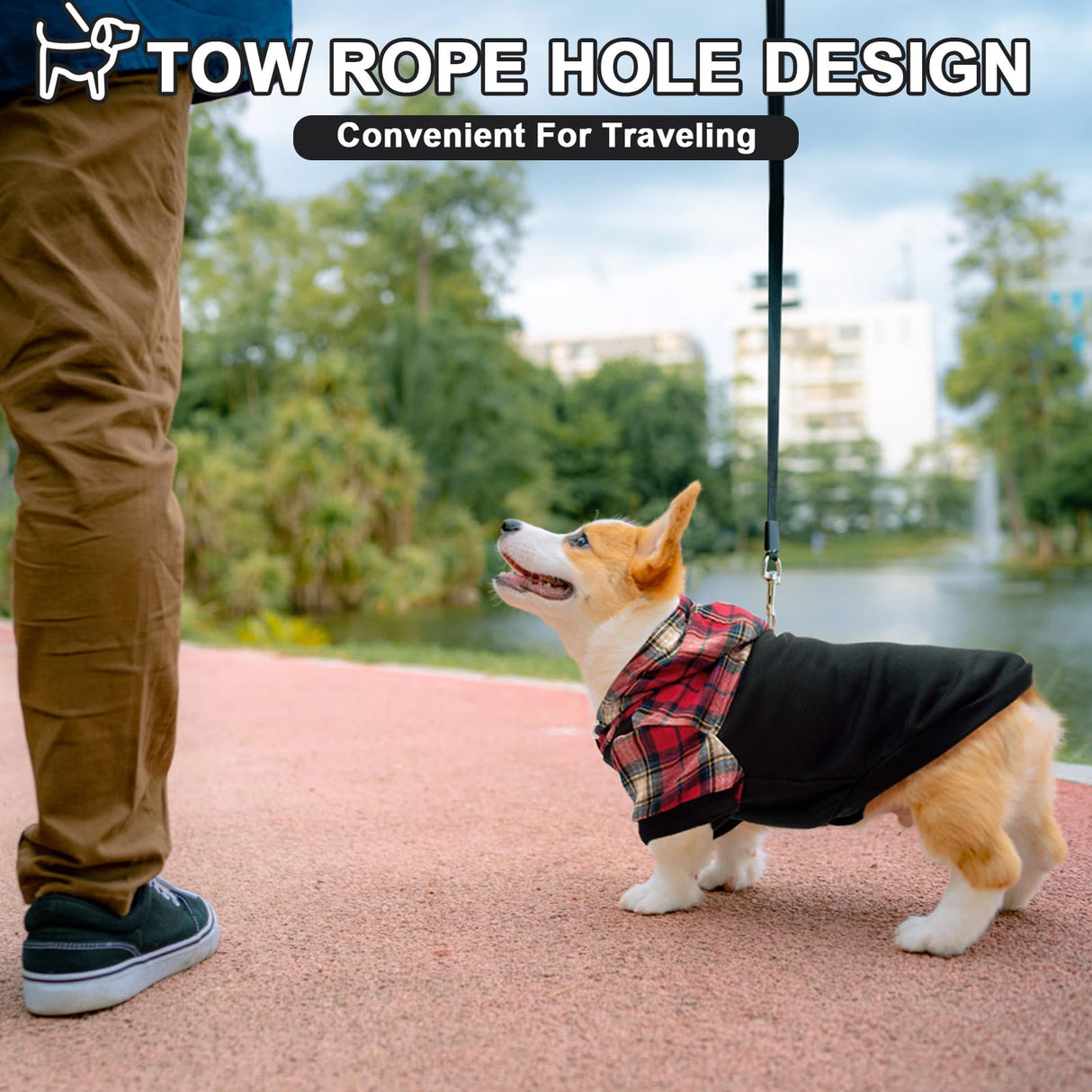 K9meme Plaid Hoodie for Small Medium Large Dogs, Warm Sweatshirt With Hat and Leash Hole, Clothes for Puppy Bulldog XS S M L Sized Breeds, Soft Pullover Fleece Sweater