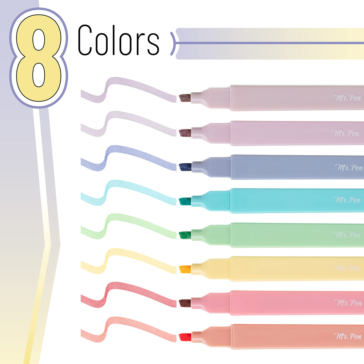 Mr. Pen- Aesthetic Highlighters No Bleed, 8 Pack, Candy Colors