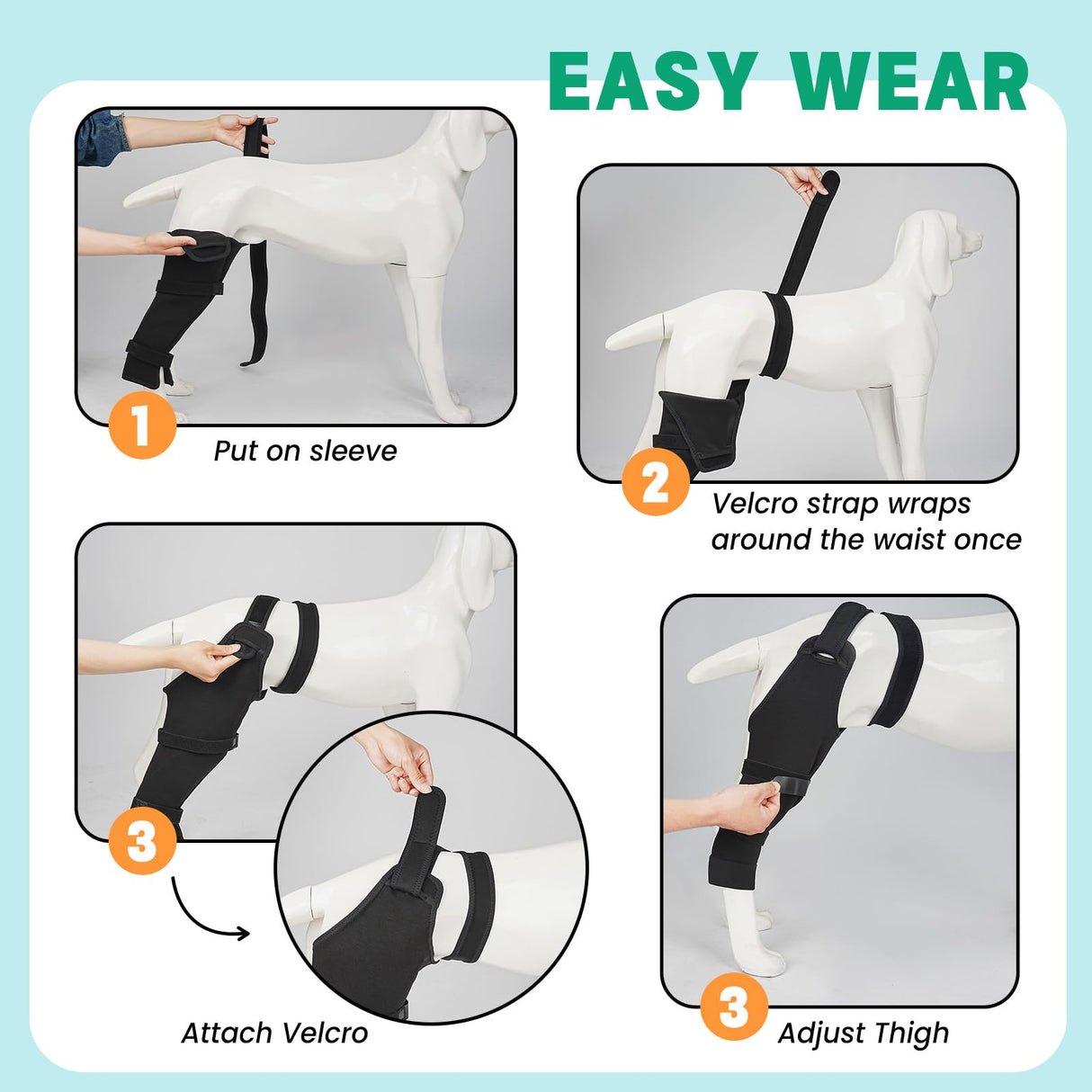 Dog Rear Leg Sleeve to Prevent Licking - Comfortable Recovery Sleeve for Back Hind Leg, Wound Recovery After Surgery for Torn ACL/CCL TPLO, Cone Alternative,Upgraded Threaded Opening (Black)