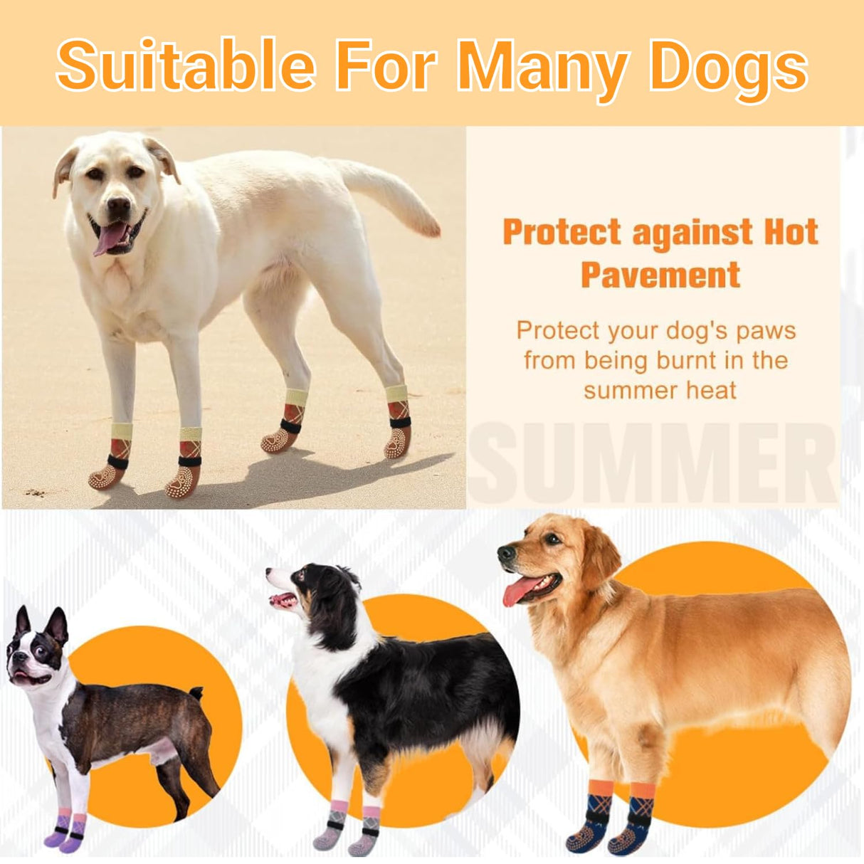 SYEIIYU 4Pcs Anti-Slip Dog Socks, Dog Shoes with Double Sides Grips for Hot/Cold Pavement,Paw Protectors for Small Medium Large Senior Dogs, Traction Control Boots for Hardwood Floors-Brown-XS
