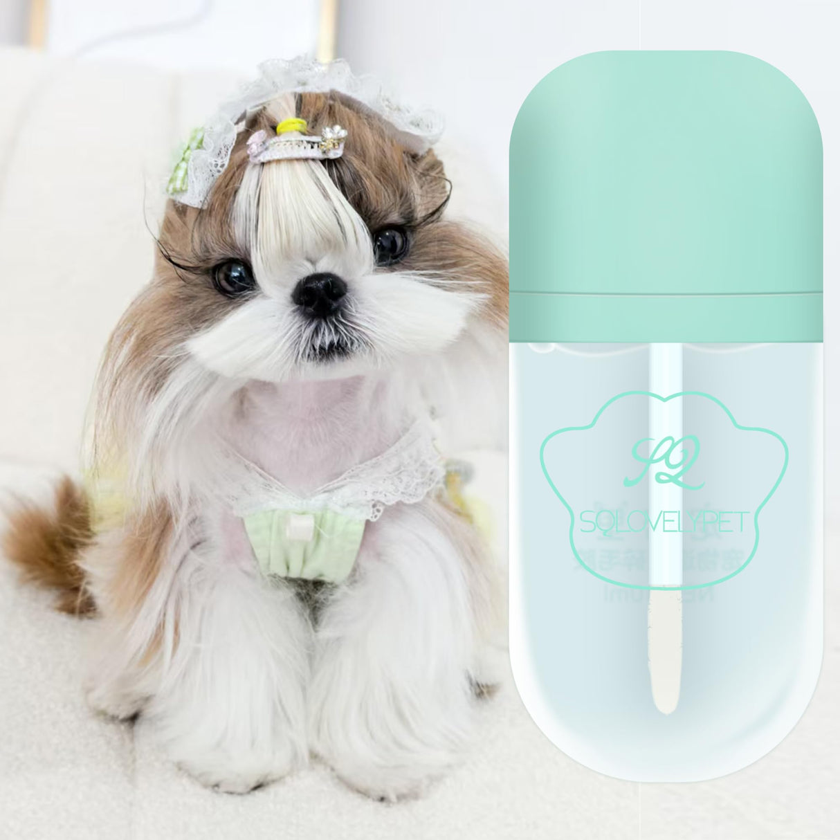 Pet Hair Styling Gel Flocked Brush No-Rinse Lick-Safe Stray Hairs Fruity Fragrance Grooming Tool for Schnauzer, Maltese, Long Hair Small Dogs