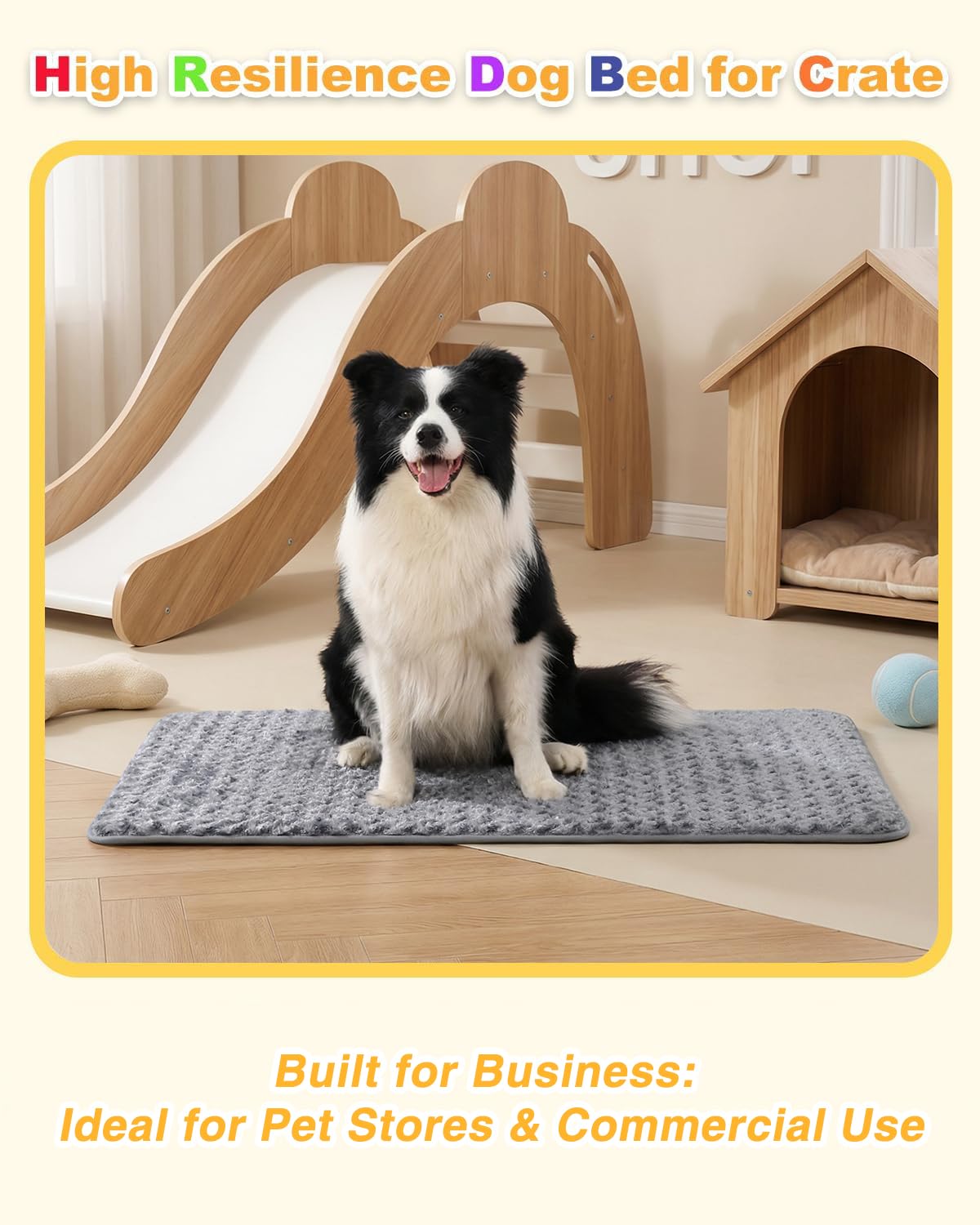 Small Dog Bed for Crate High Resilience Foam Crate Pad Mat for Medium Dogs Washable Anti-Slip,17" x 11",Dark Gray