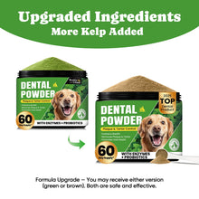 Load image into Gallery viewer, Dog Teeth Cleaning Powder, Dog Dental Powder and Cats Breath Freshener, Plaque Off Pet Tooth Cleaning lab co, Bad Breath & Tartar Remover for Dogs, Dog Teeth Cleaning with Enzymes- 60-Day Supply -Mint