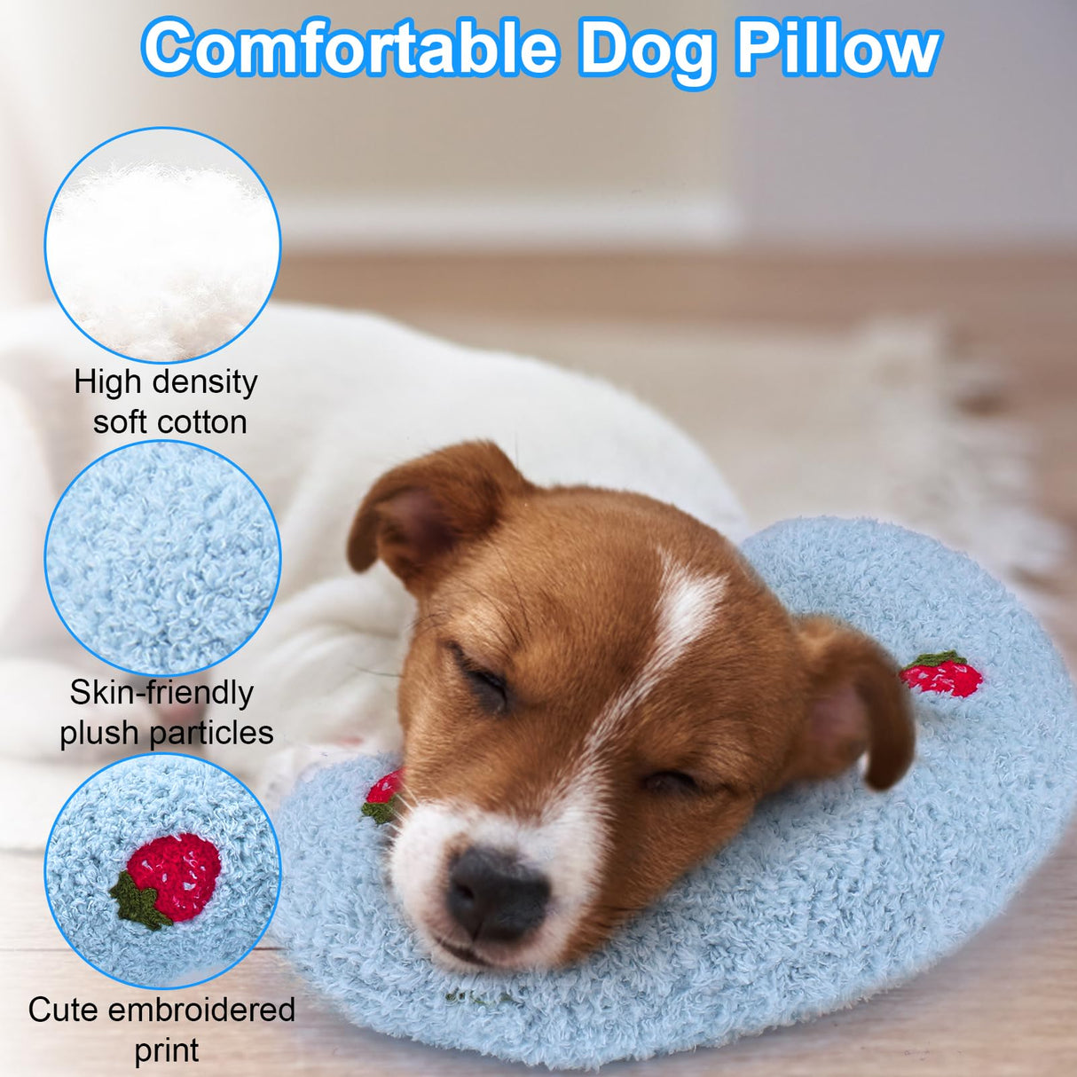 Mity rain 2PCS Dog Pillow, Anxiety Relief Pillow for Dog, Ultra Soft High Density Calming Pillow for Joint Relief Sleeping Improve, Pet Calming Pillow Blue