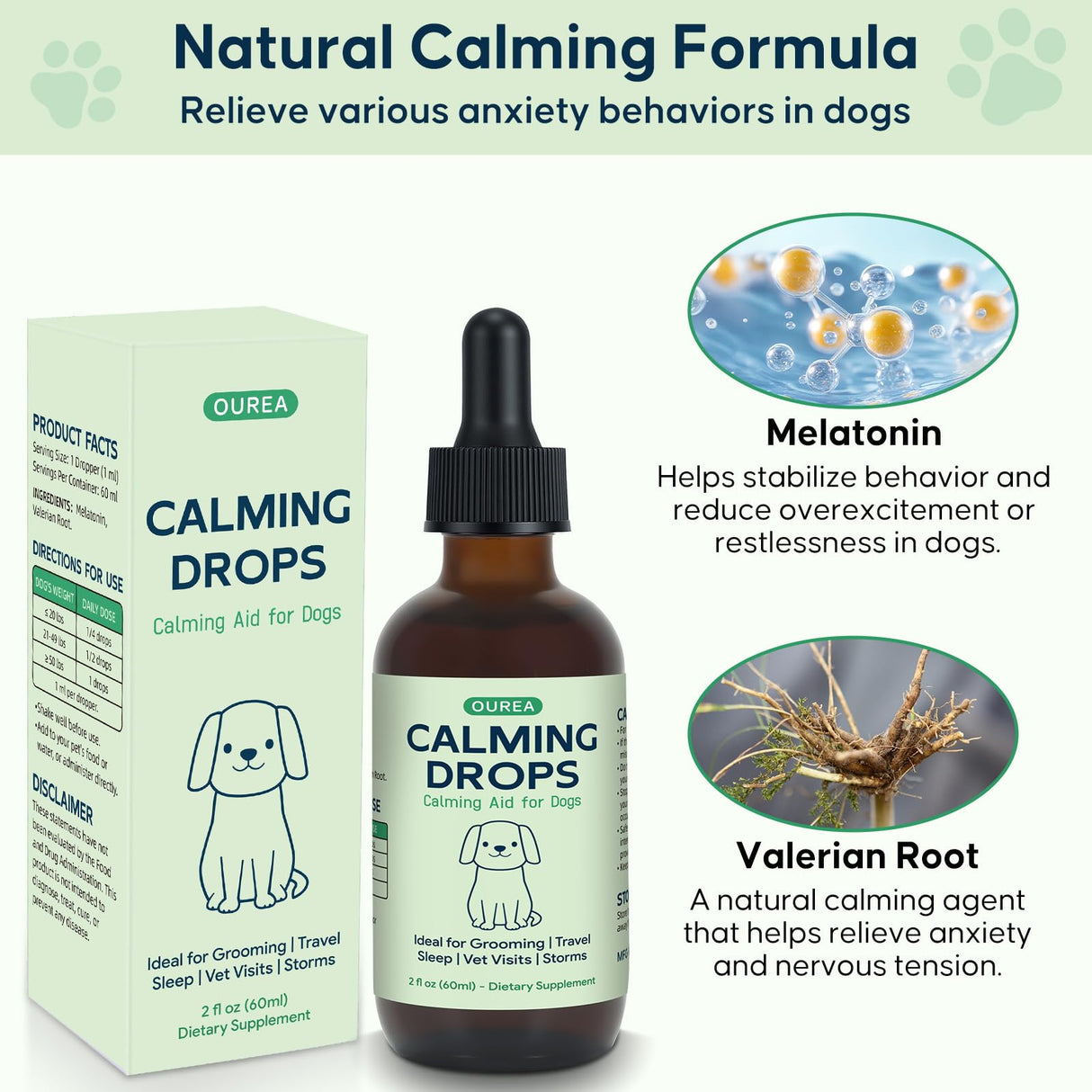 Calming Drops for Dogs Grooming – Melatonin & Valerian Root Formula to Help Maintain Calm During Grooming and Nail Trimming – Also Great for Travel, Vet Visits & Bedtime – 2 fl oz