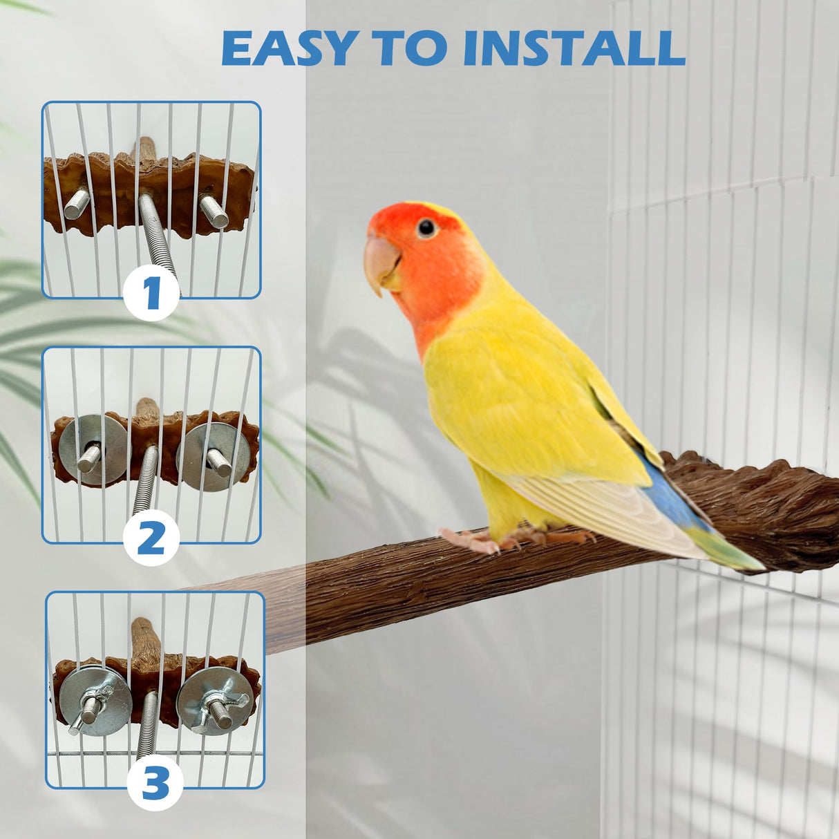 Heated Bird Perch Birdcage Heater Birds Warmer for Cage Adjustable Temperature Winter Birds Heater for Parrots Conure Cockatiels Parakeets Small Bird