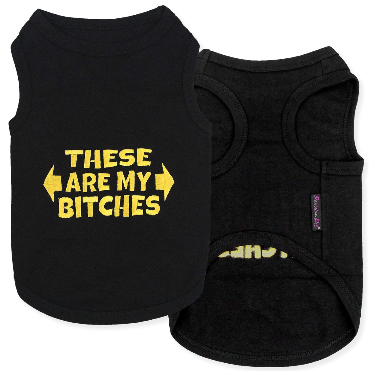 Parisian Pet Dog Shirt – 100% Cotton My Bitches Shirts for Large Dogs – Black Sleeveless Puppy Clothes – Lightweight and Breathable Boy Dog Clothes – Summer Pet Apparel - Stretchable Tshirts for Dogs
