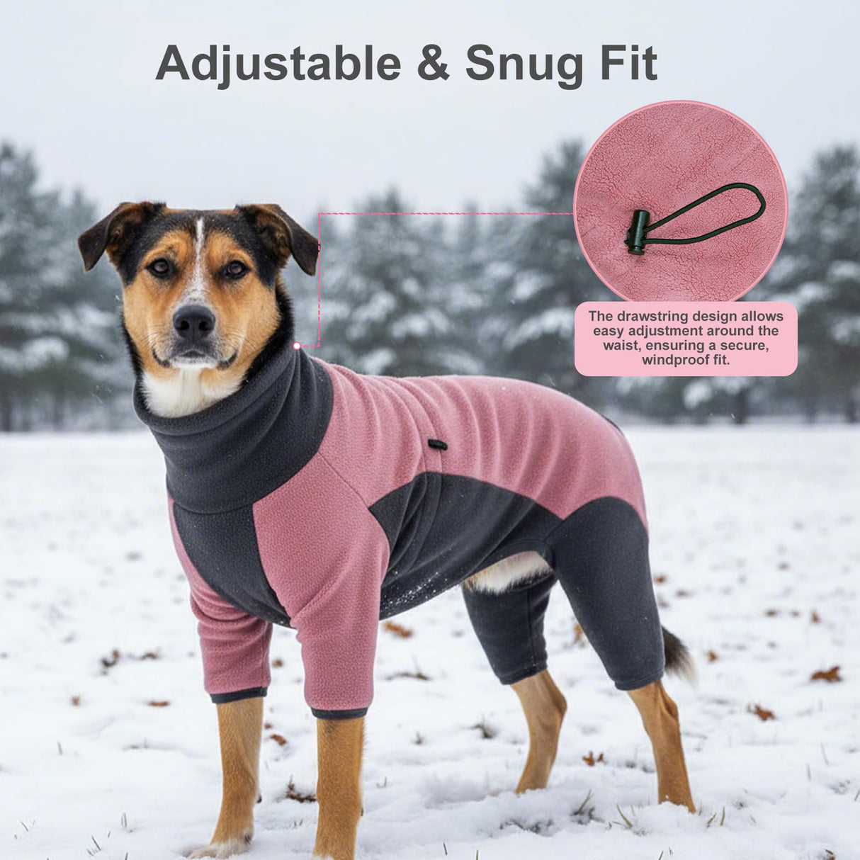 Dog Winter Coat Soft Fleece Dog Clothes for Cold Weather, Warm Dogs Pullover Pajamas Cozy Cold Weather Jacket Full Body Suit Windproof Fleece Sweater for Dogs Walking Hiking Sleeping (Pink L)