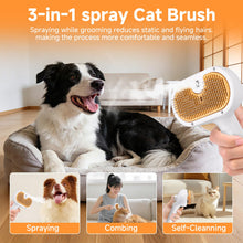 Load image into Gallery viewer, Pet Steam Brush for Dog & Cat – 3-in-1 Spray Hair Removal Comb for Shedding & Grooming, Softens Fur & Reduces Static – Water Brush for Long & Short Coats, Bath-Hating Pets, Includes Waterless Shampoo