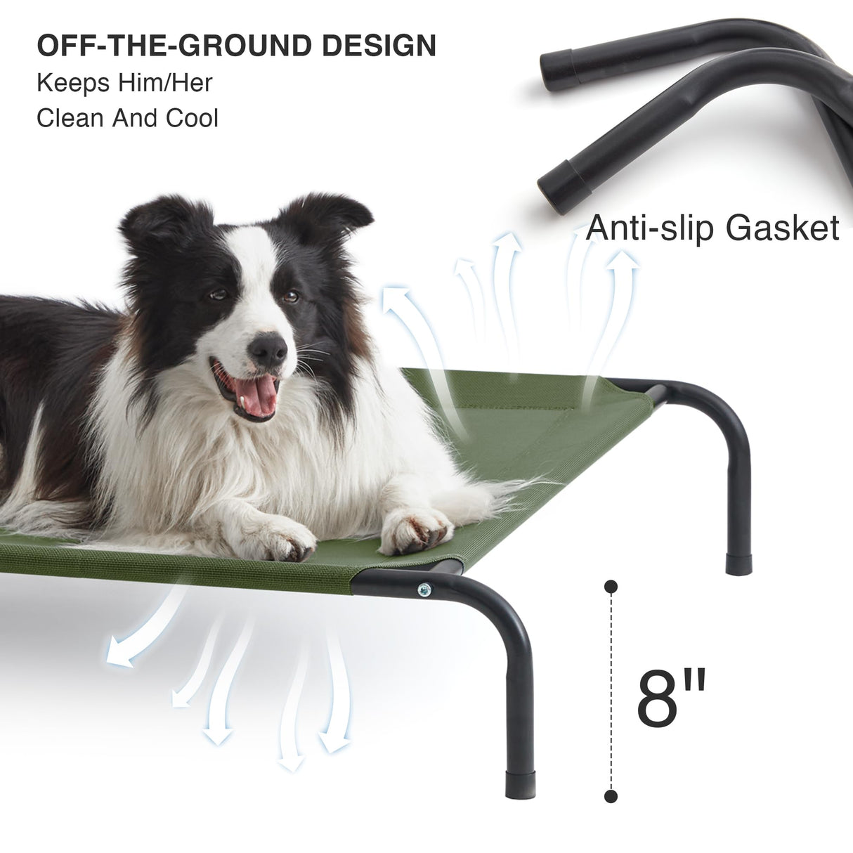 Love's cabin Elevated Cooling Dog Bed for Large Dogs, Portable Indoor & Outdoor Raised Pet Dog Cat Cot, Durable Summer Frame with Breathable Mesh, Olive Green, 48 inches