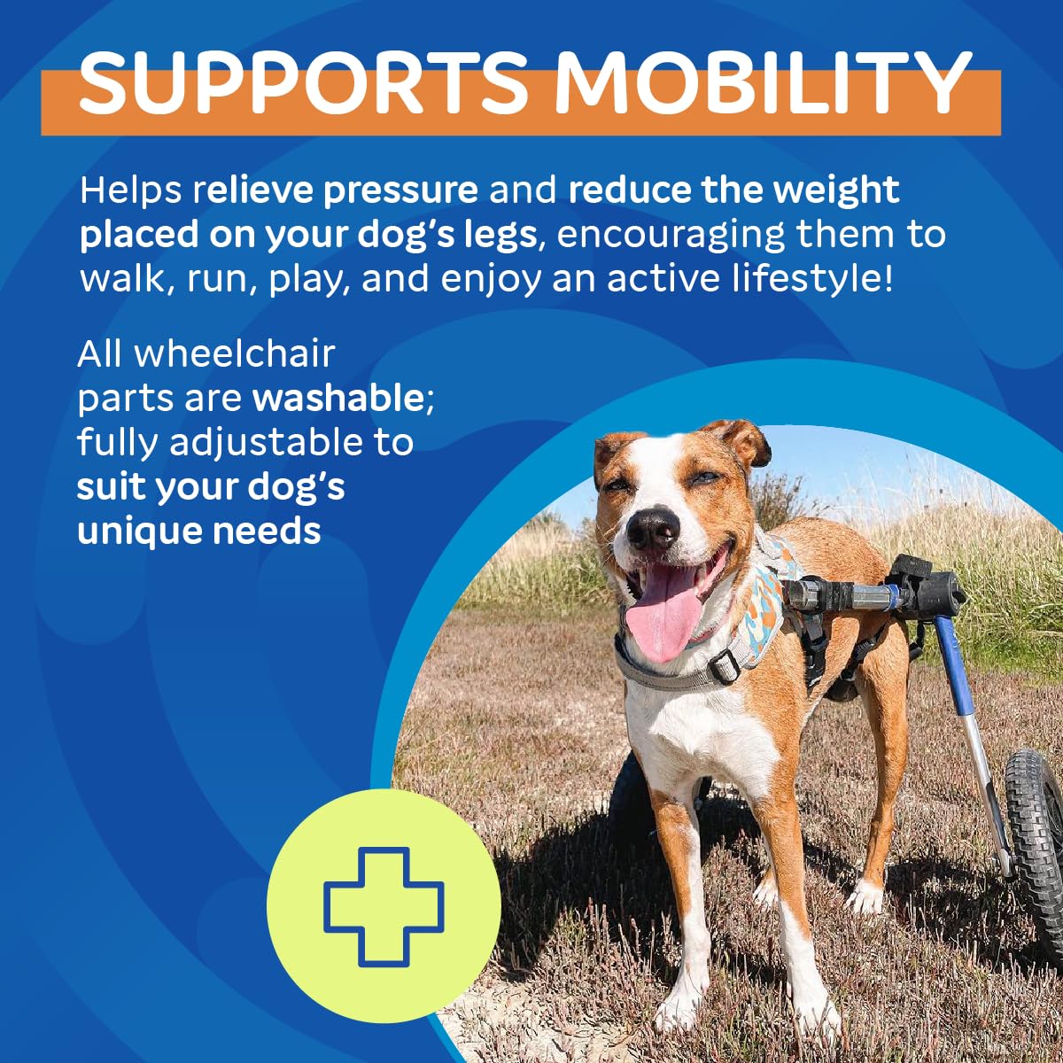 Walkin' Wheels Dog Wheelchair - for Medium Dogs 26-49 lbs - Veterinarian Approved - Dog Wheelchair for Back Legs