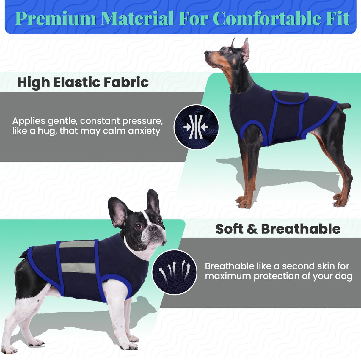 MIGOHI Dog Anxiety Relief Coat,Comfort Anxiety Vest for Dogs,Adjustable Anxiety Calming Wrap for Fireworks,Thunderstorms,Travel, Separation, Dog Anxiety Jacket for Small Dogs,XS,NavyBlue