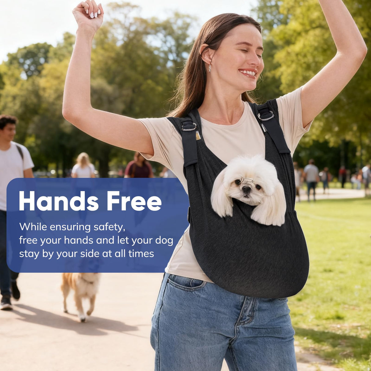 Supet Dog Carrier Sling for Small Dogs, Hands Free Adjustable Soft Cotton Puppy Chest Bag Carrier, Anti-Anxiety & Back Pain Relief Pet Front Pack (Black, XS)