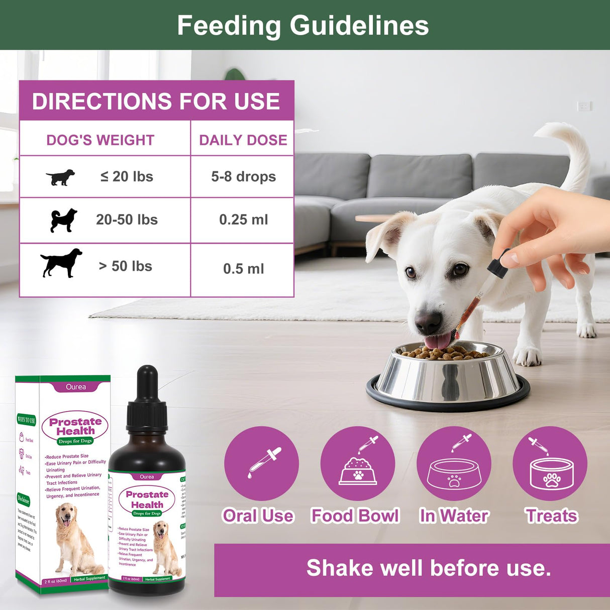 Prostate Health Drops for Dogs, Relieves Enlarged Prostate, Supports Urinary Tract Health Bladder Normal Frequency, Enhances Overall Immune, Herbal Liquid Supplement for Senior and Intact Male Dogs