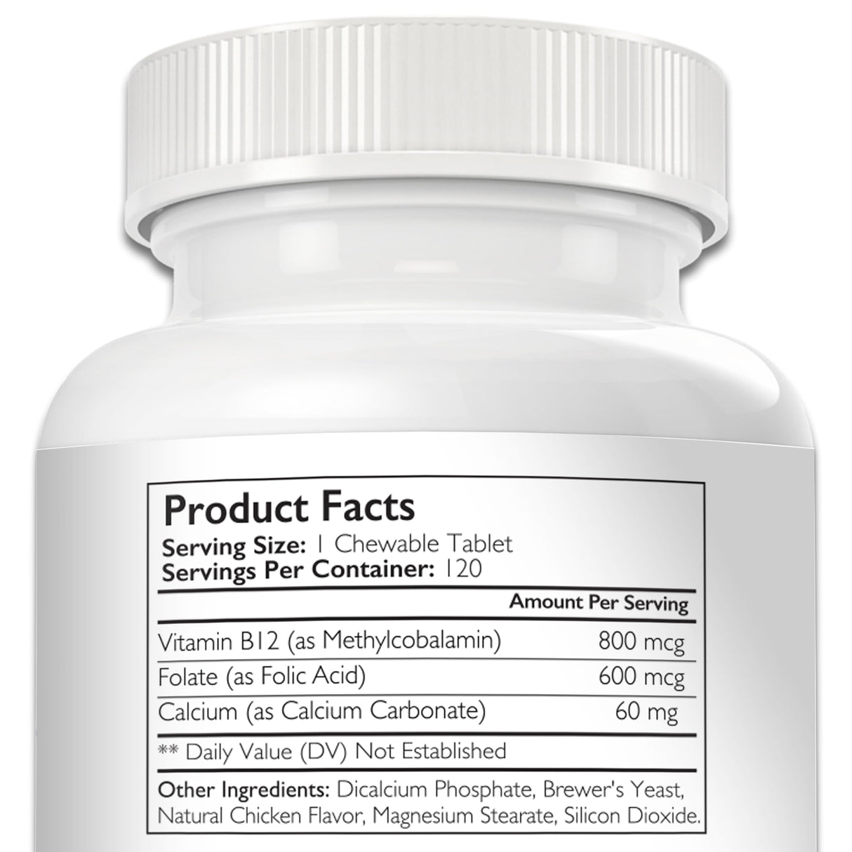 Nutrition Strength Vitamin B12 for Dogs Plus Folate & Calcium, Support the Nervous System & Blood Cell Formation, Help Sustain Cellular Energy Generation & Maintain DNA Synthesis, 120 Chewable Tablets