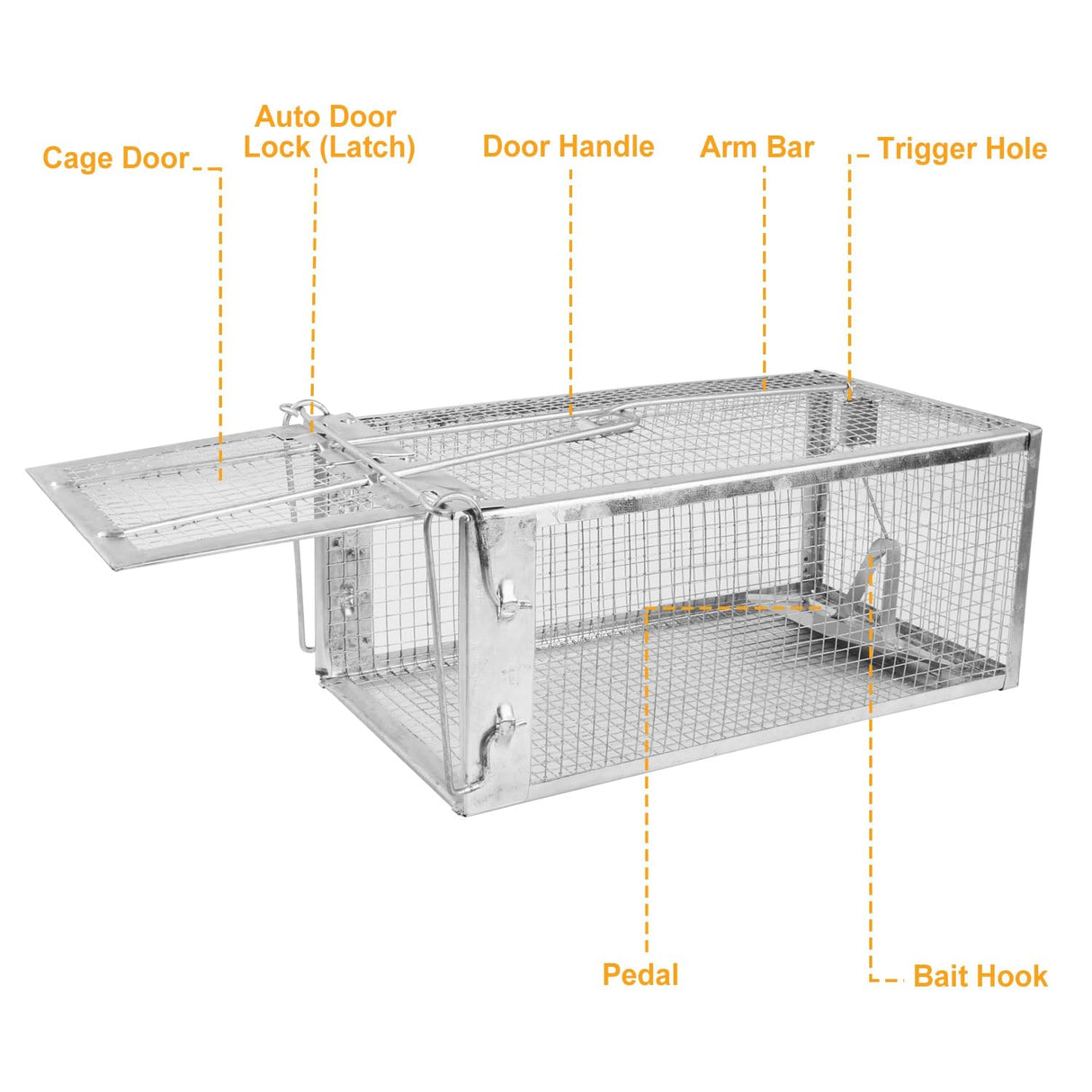 KOCASO 2 Pack Humane Rat Trap, 1-Door Small Live Chipmunk Trap That Work for Indoor Outdoor, Easy to Catch and Release Live Animal Trap Mouse Trap Cage for Rodent Mice Voles Hamsters, Metal & Reusable