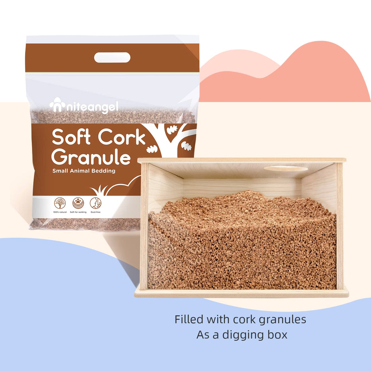 Niteangel Visible Hamster Digging Box for Syrian Dwarf Roborovski Campbell Hamsters Gerbils Mice Lemmings Degus or Other Small-Sized Pets (Burlywood)