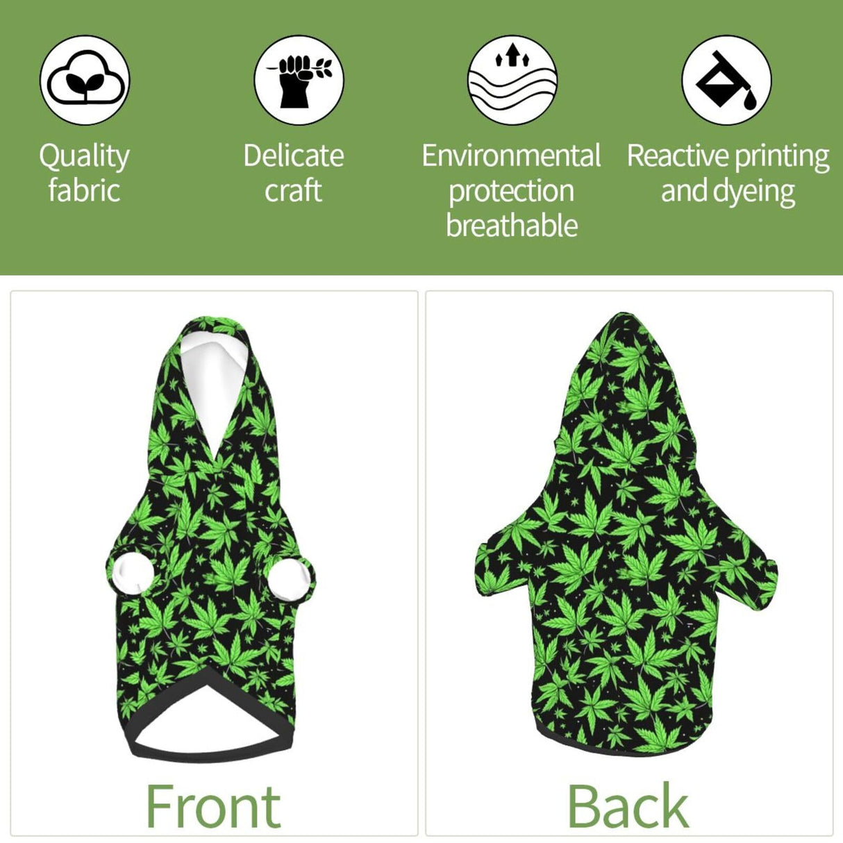 WAVMKSL Marijuana Leaf Small Pet Hoodies Sweatshirts Dog Pullover Hooded Winter Pet Clothes Small