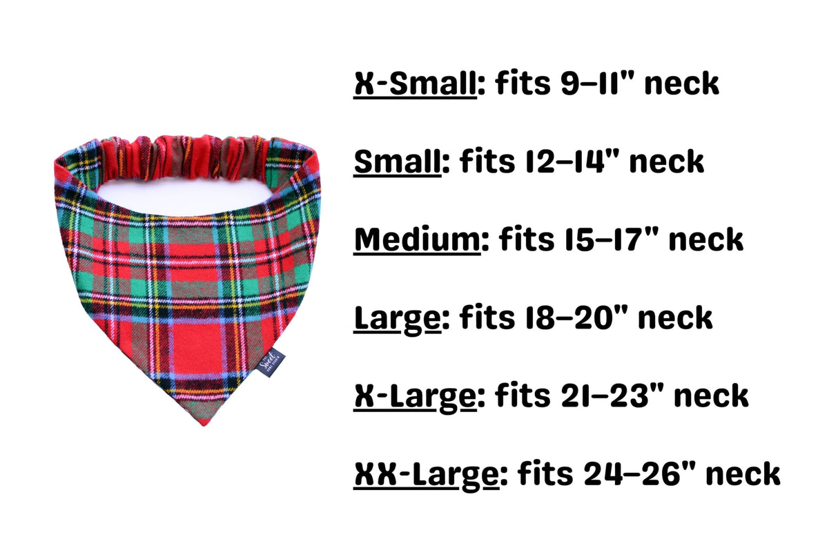 Plaid Flannel Scrunchie Dog Bandana Perfect for Halloween, Thanksgiving, Christmas, Handmade Warm and Soft Elastic Pet Bandana for Fall and Winter (Red Tartan Plaid, Large)