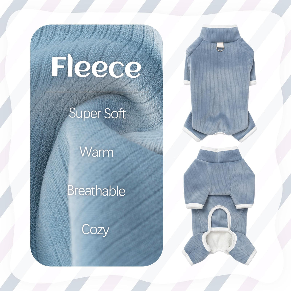 Dog Fleece Winter Coat, Fullbody Doggie Pajamas Onesie, Turtleneck Fleece Jacket for Small Dogs, Four-Legged Warm Clothes Hair Shedding Suit, Warm Puppy Christmas Jumpsuit