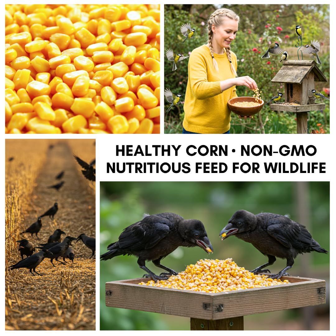 5 Pounds Premium Corn for Feeding – Bird Food for Crows and Ravens, Grown in Iowa, 5 lb Resealable Bag