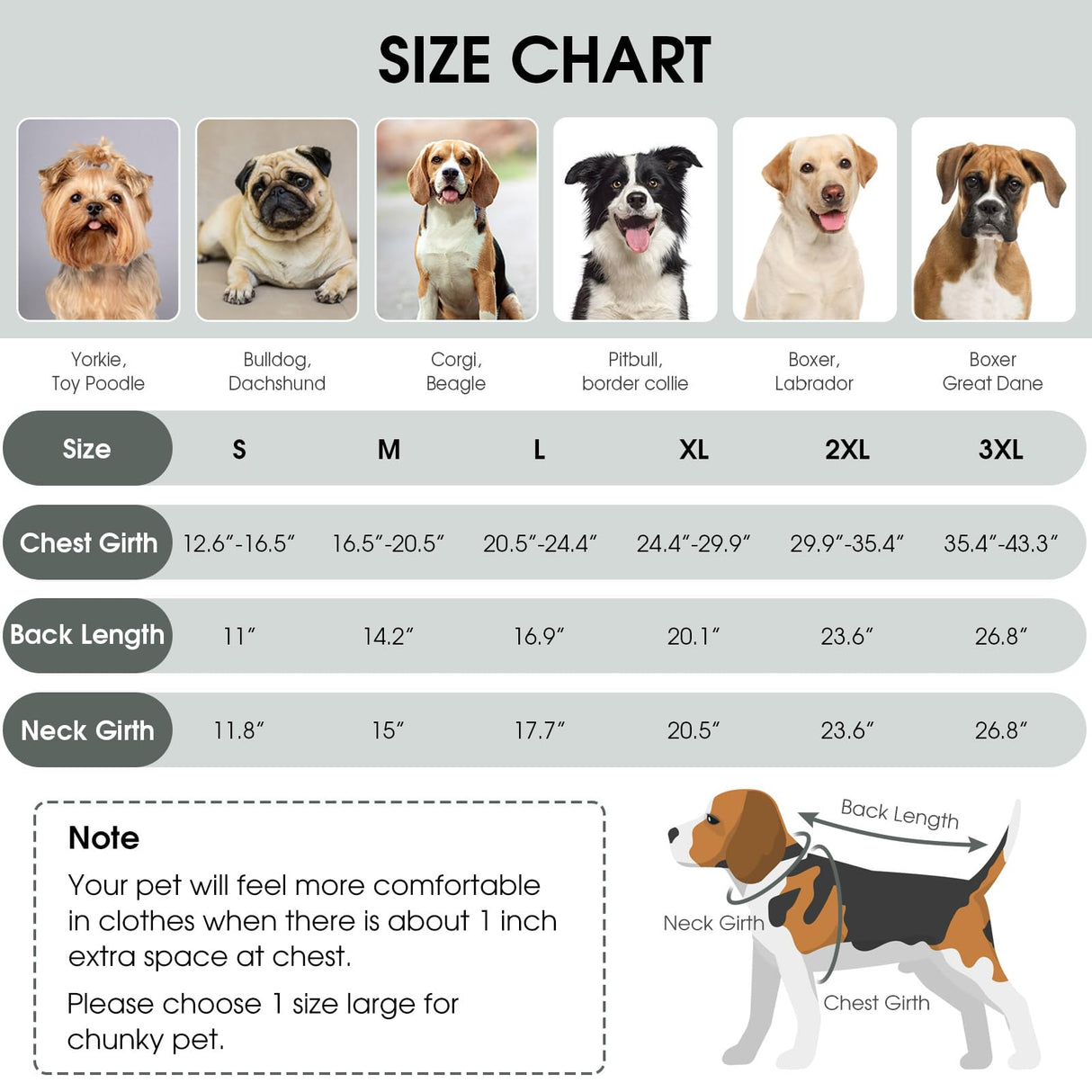Queenmore Dog Winter Jacket, Fleece Dogs Vest for Winter, Dog Cold Weather Coats, Puppy Coats for Medium Breeds Waterproof, Pet Snowsuit with Leash Hole, Grey, M