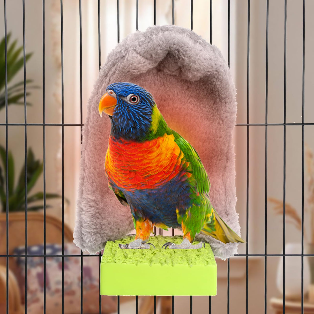 Bird Heater for Cage,Temperature-Adjustable Warm Bird Perch with Small Nest,12V 5W 91°F-118°F Range Warmer Perch Stand for Parrots,Cockatiels,Parakeets and Small Birds